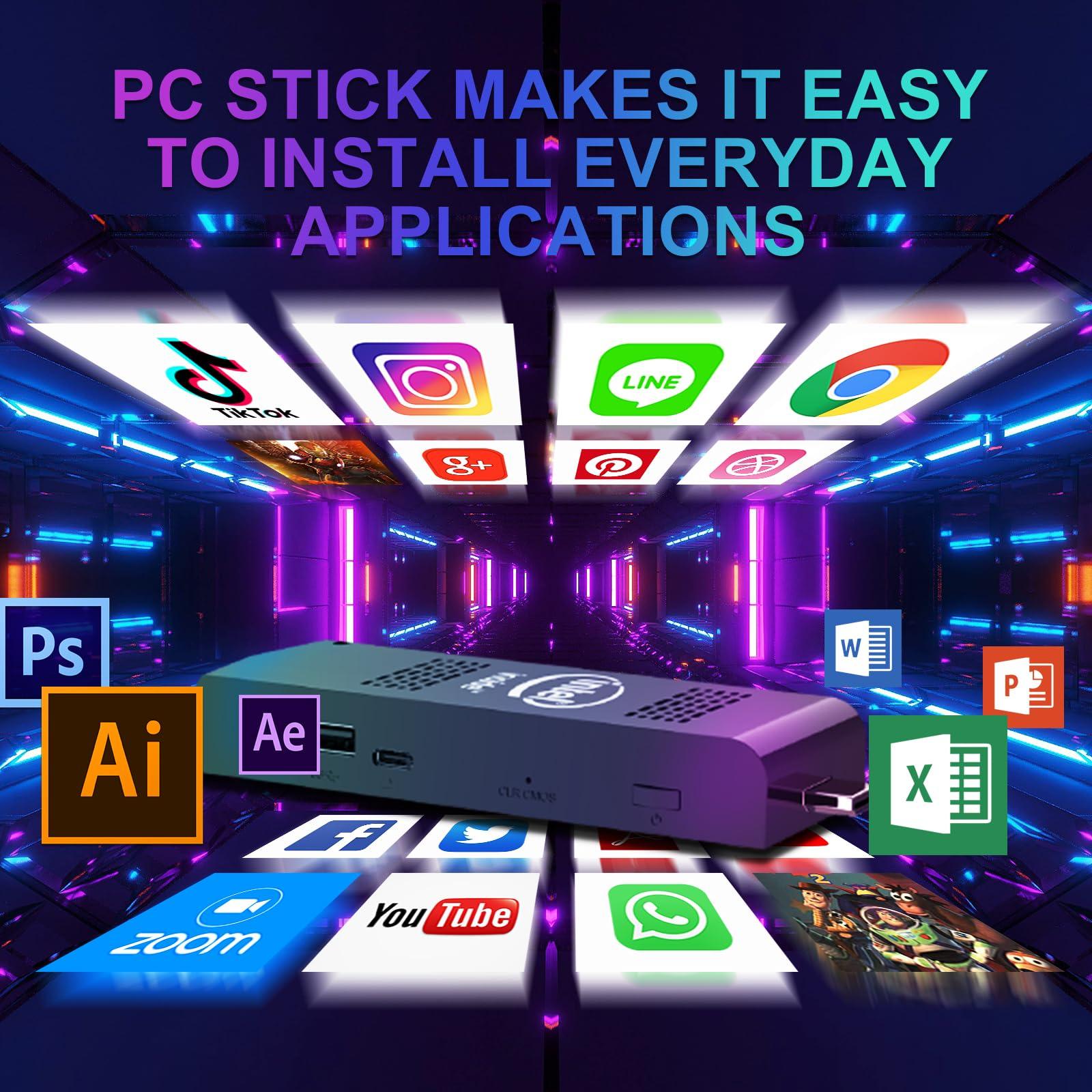 ALADAWN Mini PC Stick Windows 11 Pro,Intel Compute Stick with Celeron J4125,8GB RAM 256GB M.2 SSD (up to 1TB),PC Stick Support Auto Start/Gigabit Ethernet/WiFi/BT,Home/Business Pocket Computer