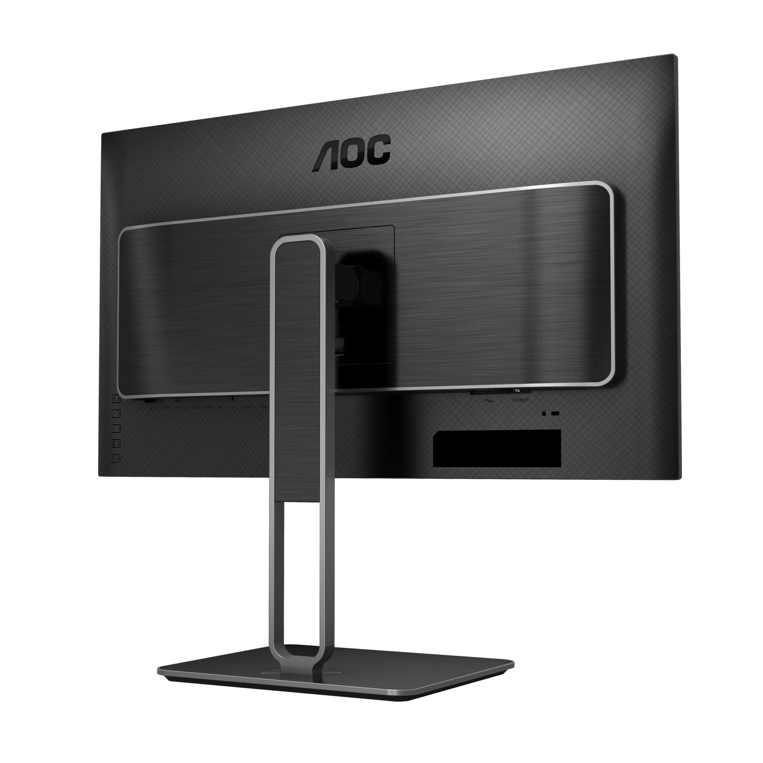 AOC AOC U27U2DP 27" 4K Frameless Monitor, UHD 3840 x 2160, KVM, RJ45, USB-C Docking, Height Adjustable Stand