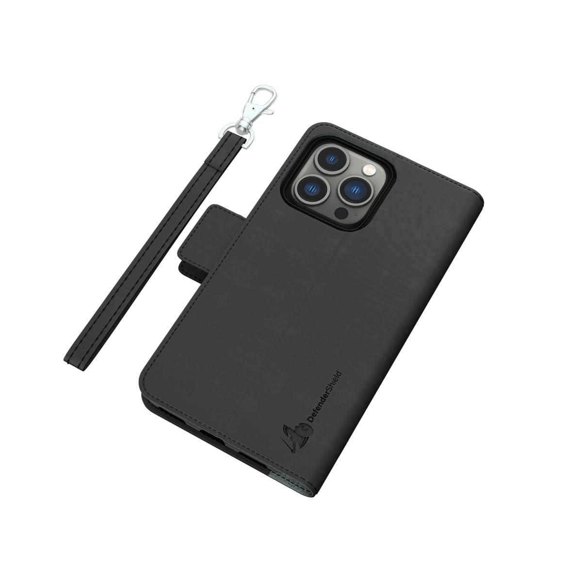 DefenderShield DefenderShield EMF Protection & 5G Anti Radiation iPhone 13 Pro Max Case - RFID Blocking EMF Shield Detachable Wallet Case Black