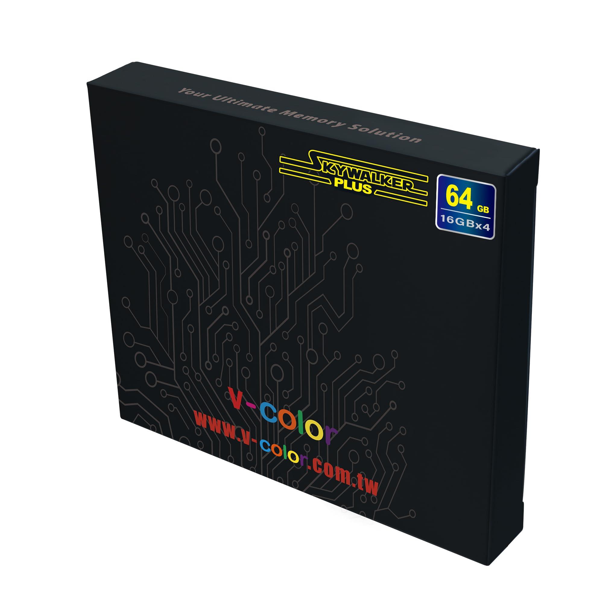 V-COLOR COLOR YOUR LIFE V-Color Skywalker Plus DDR4 3600(PC4 28800) 64GB (4x16GB) CL16 Desktop Memory for Workstation (HEDT), Ultra-Low Timing, 288-Pin, TO416G36S816CSPSK