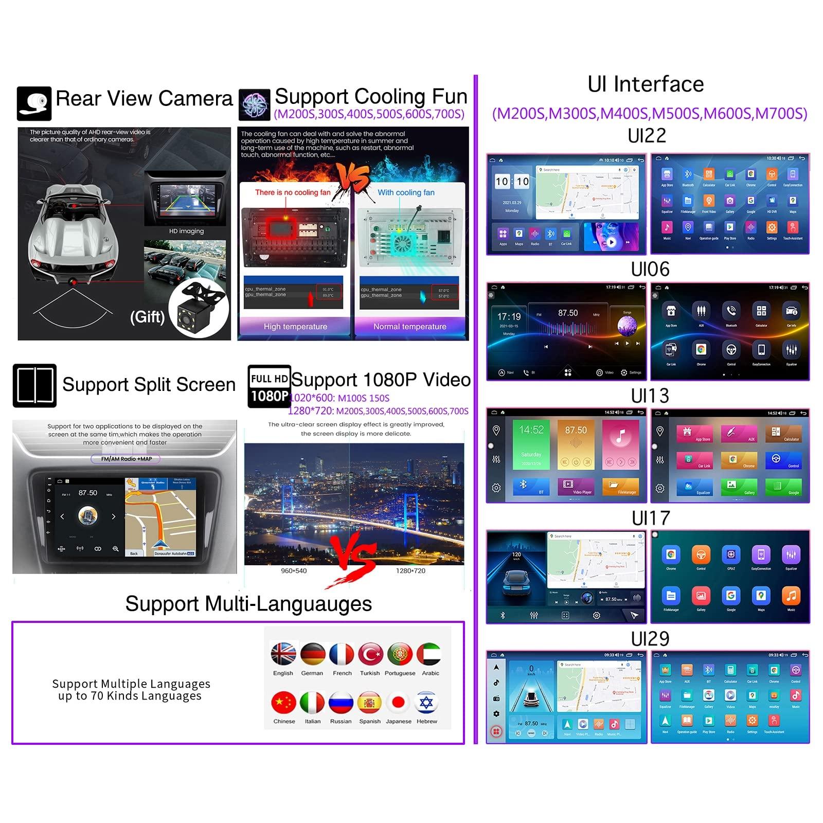 Charmstep 9\" Android Car Radio Navigation GPS for Toyota Vios Yaris 2007-2012 Car Stereo Multimedia Player Support Carplay/Bluetooth/WiFi/Mirror Link/Steering Wheel Control+Backup Camera,M400s/4+64g