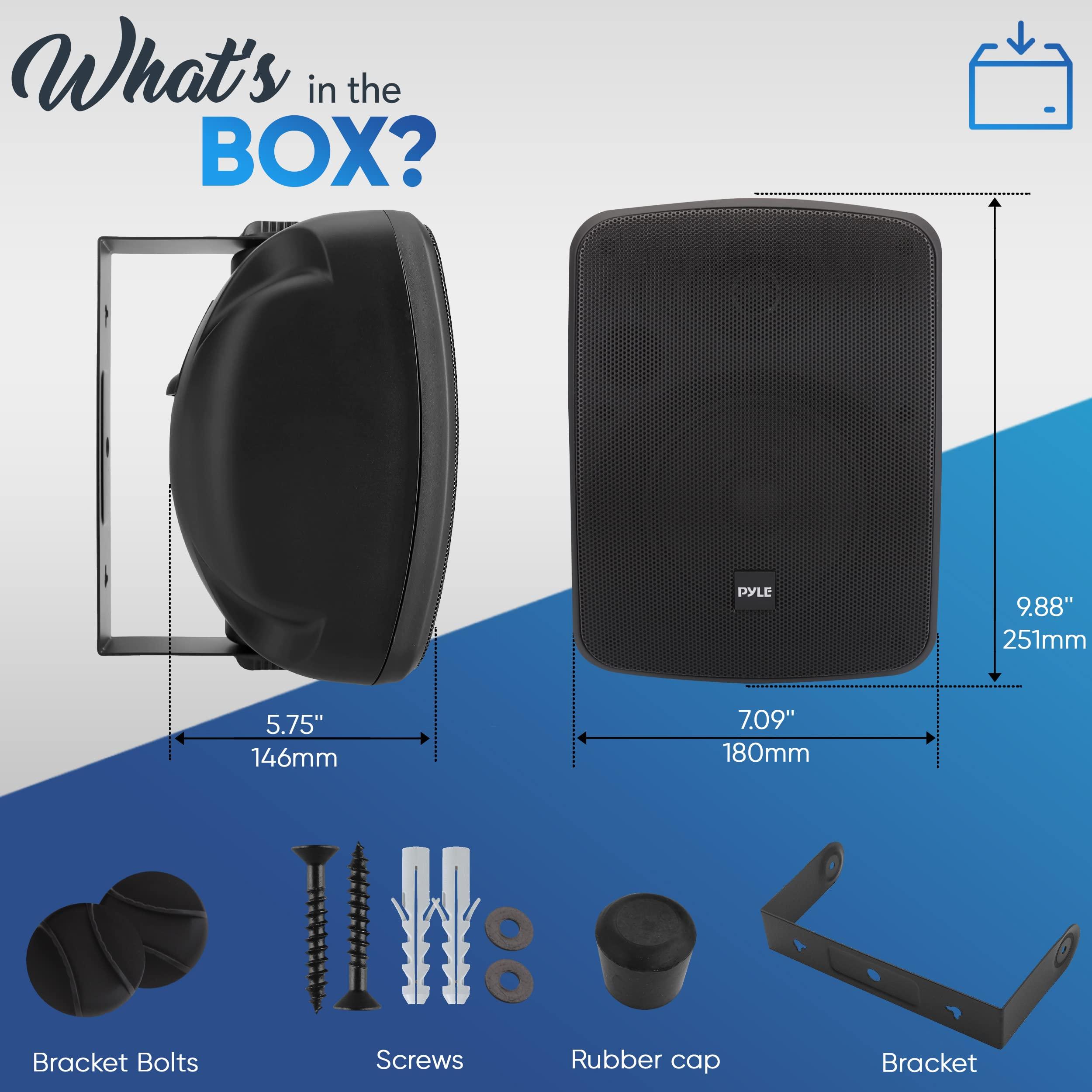 Pyle Pyle Outdoor Waterproof Patio Speaker - 3.5" 2-Way Weatherproof Wall/Ceiling Mounted Dual Speaker w/Heavy Duty Grill, w/Transformer Adjuster, Universal Mount, in/Outdoor Use PDWR445TB (Black)