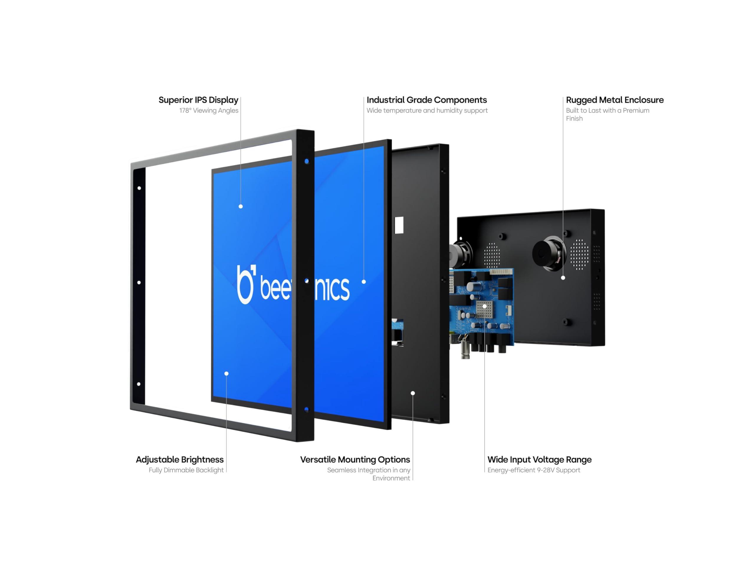 Beetronics Beetronics 17-Inch Full HD IPS Monitor - Professional Industrial-Grade Display | HDMI, VGA, BNC, RCA Inputs | Durable Metal Housing, Matte Screen, 5:4 Aspect Ratio, Wide Viewing Angle - 17VG7M