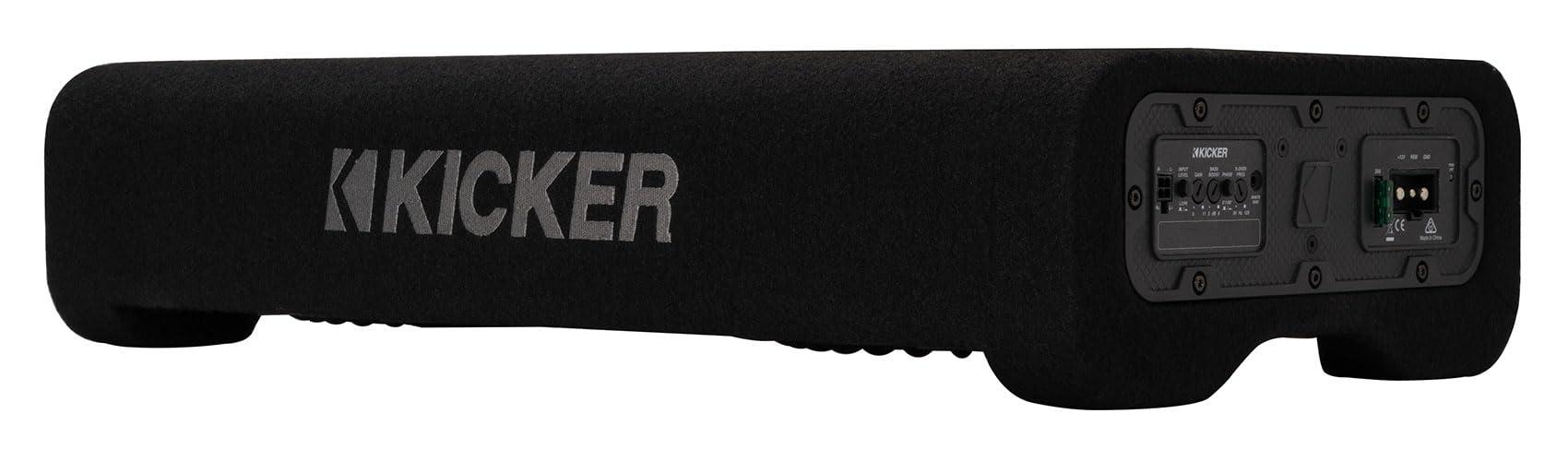 Audiosavings Audiosavings Bundle: Kicker 51PTRTP10 Powered Down-Fire Subwoofer+Enclosure Box PTRTP10 Bundle with Rockville RWK41 4 Gauge Complete Car Amp Wiring Installation Wire Kit with RCA's (2 Items)