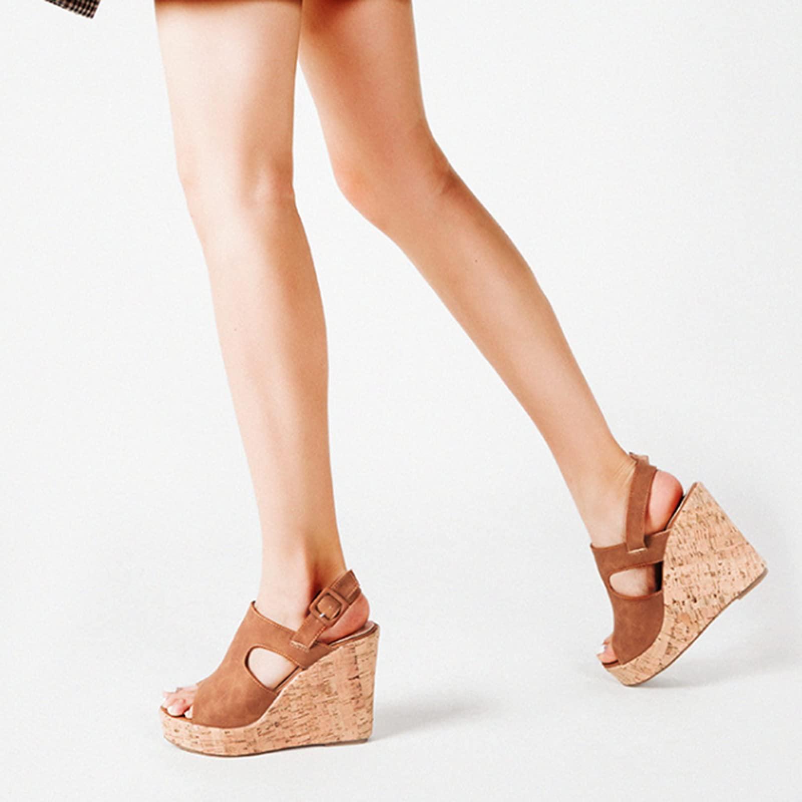 ZBYY ZBYY Women\'s Platform Sandals Open Toe Buckle Ankle Strap Chunky Platform Sandals Espadrille Gladiator Wedge Sandal