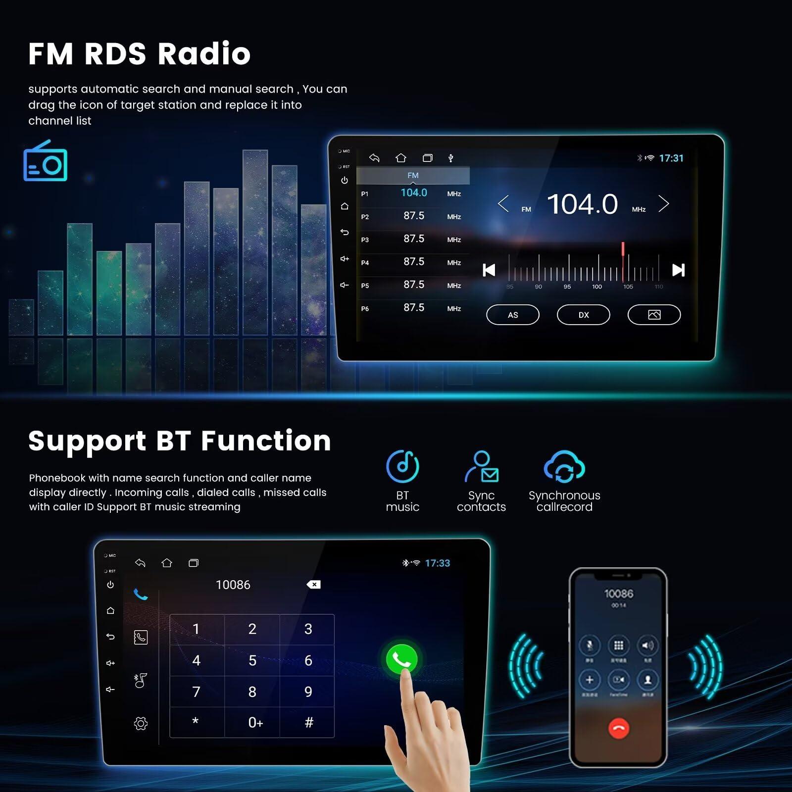 RONGJI Radio for Honda Accord 7th 2003 2004 2005 2006 2007 Stereo Upgrade Dash Kit Car GPS Navigation,2+32GB 10" IPS Touch Screen Head Unit with Car-Play & Android Auto/SWC/Rear View
