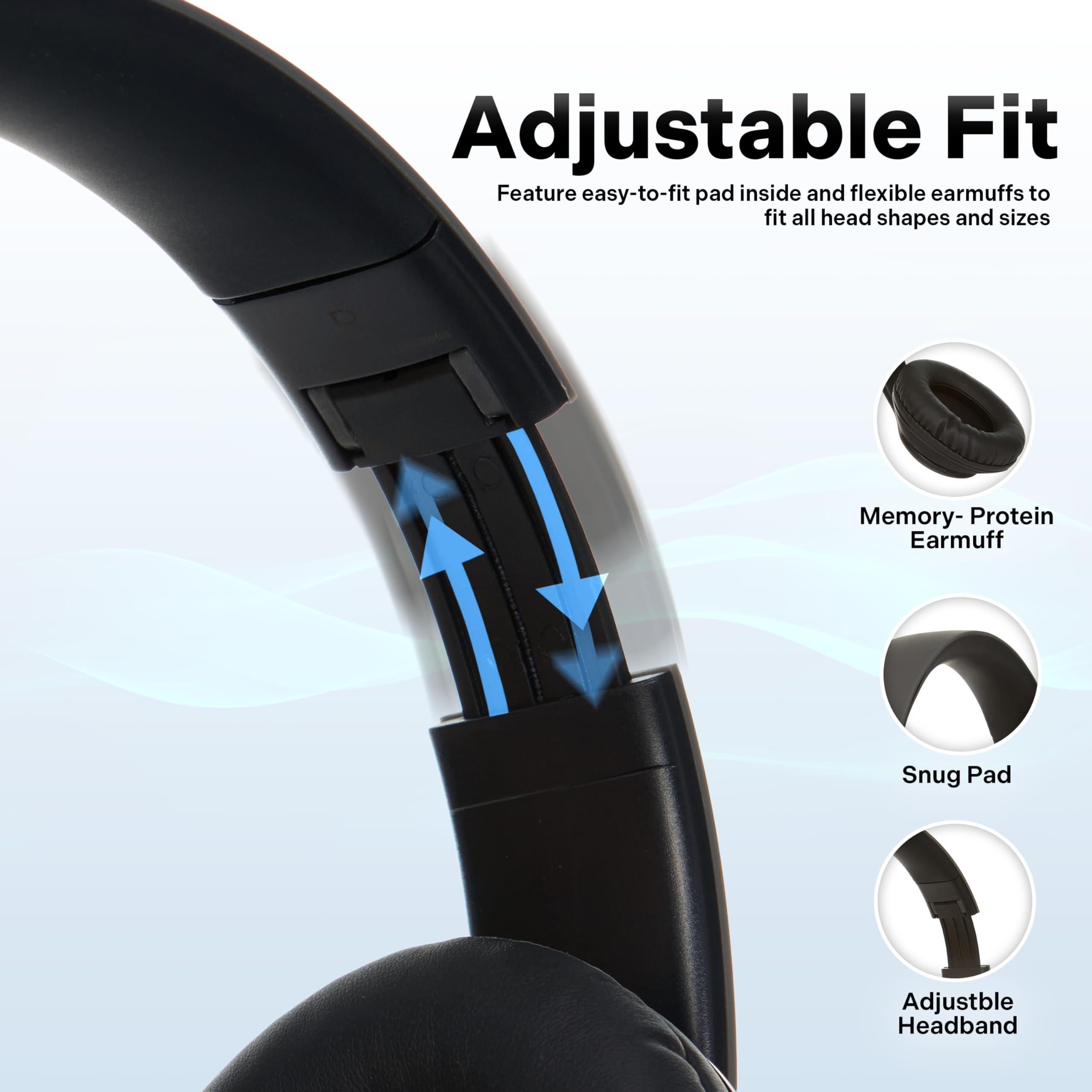 iJoy iJoy Bluetooth Headphones Over Ear, Wireless and Wired Foldable Headset Built-in Microphone - (Stealth) Adults Kids Men Women - Audifonos Auriculares Inalambricos