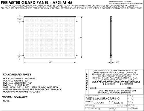 Vestil Vestil APG-M-45 Steel Adjustable Perimeter Guard Systems Guard Panel 4 Ft. x 5 Ft. Black