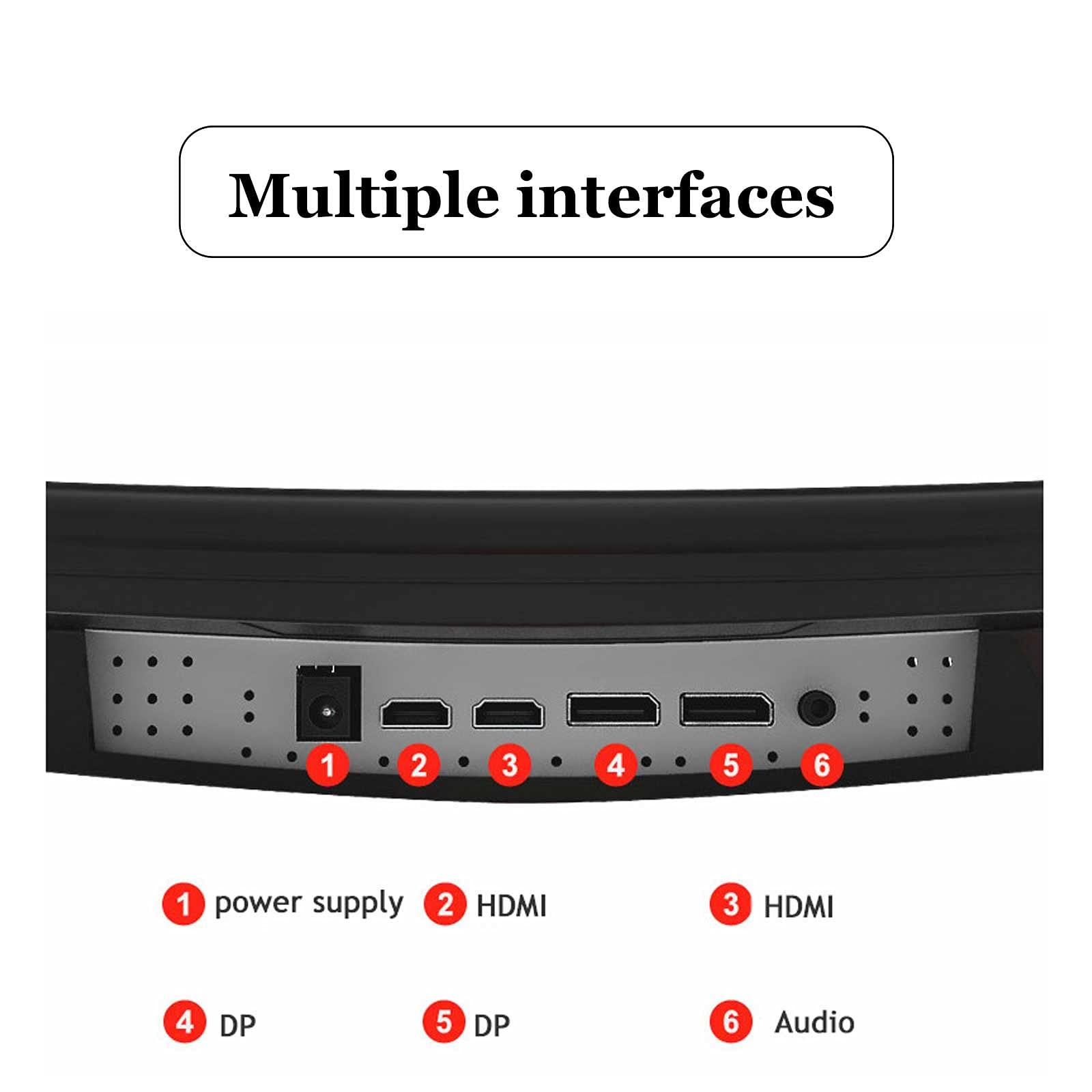 Rsmmpqa 27-inch Curved Surface Wireless Monitor Full Hd IPS Computer Monitor Eye Protection Screen 144hz Ultra-Thin Narrow Border LCD Desktop Monitor