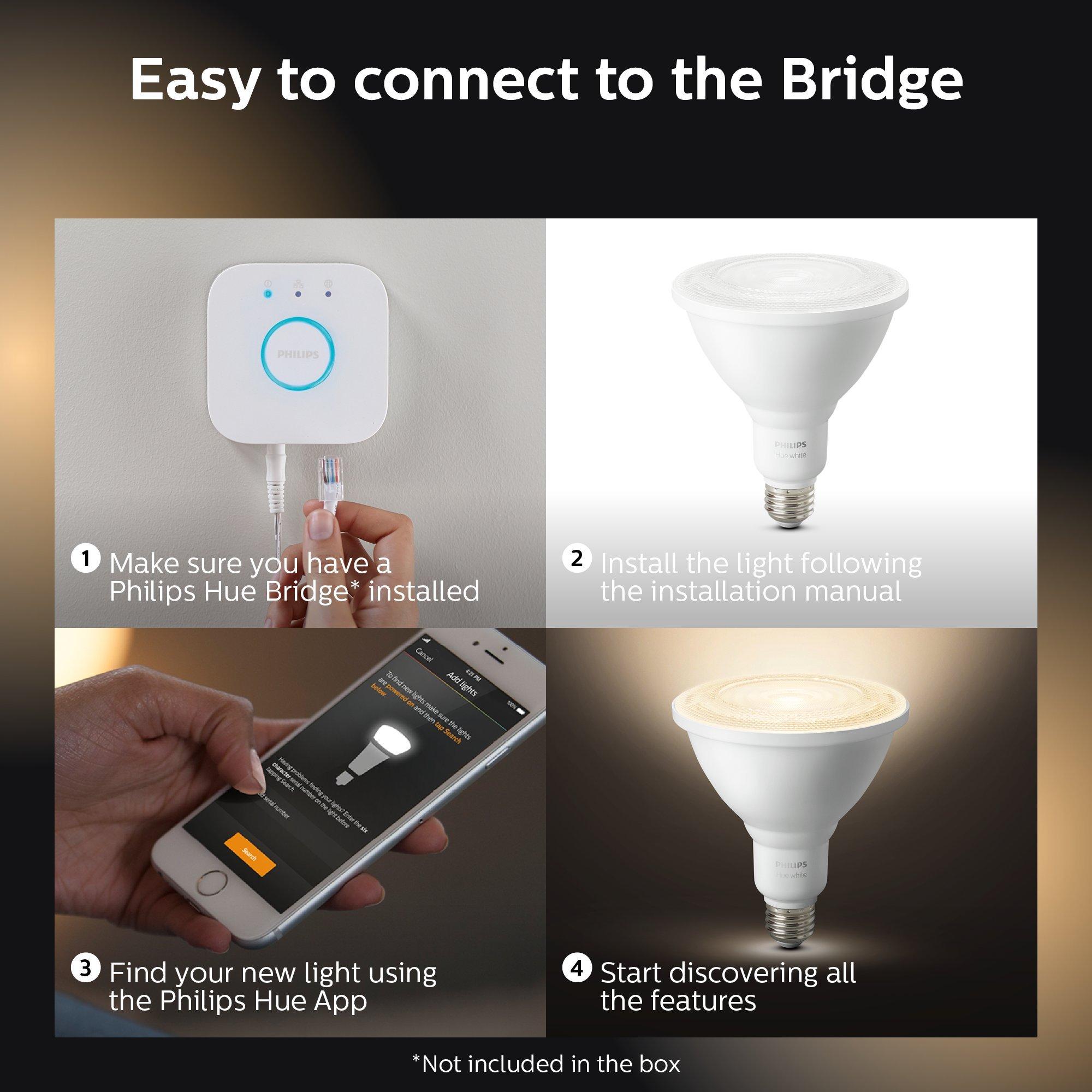 Philips Hue Philips Hue White Outdoor PAR38 13W Smart Bulbs Hub Required, 2 White PAR38 LED Smart Bulbs, Works with Alexa, Apple HomeKit and Google