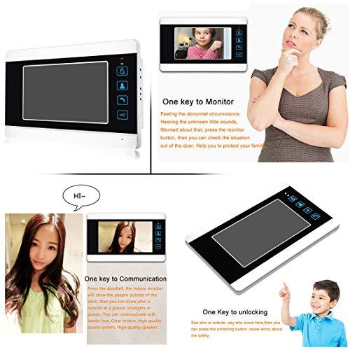 AMOCAM AMOCAM Video Doorbell Intercom System, 7 Inches Alloy Panel Monitor HD Camera Wired Video Door Phone Kits, Support Unlock, Monitoring, Dual-Way Intercom Indoor Outdoor for Villa Office Apartment