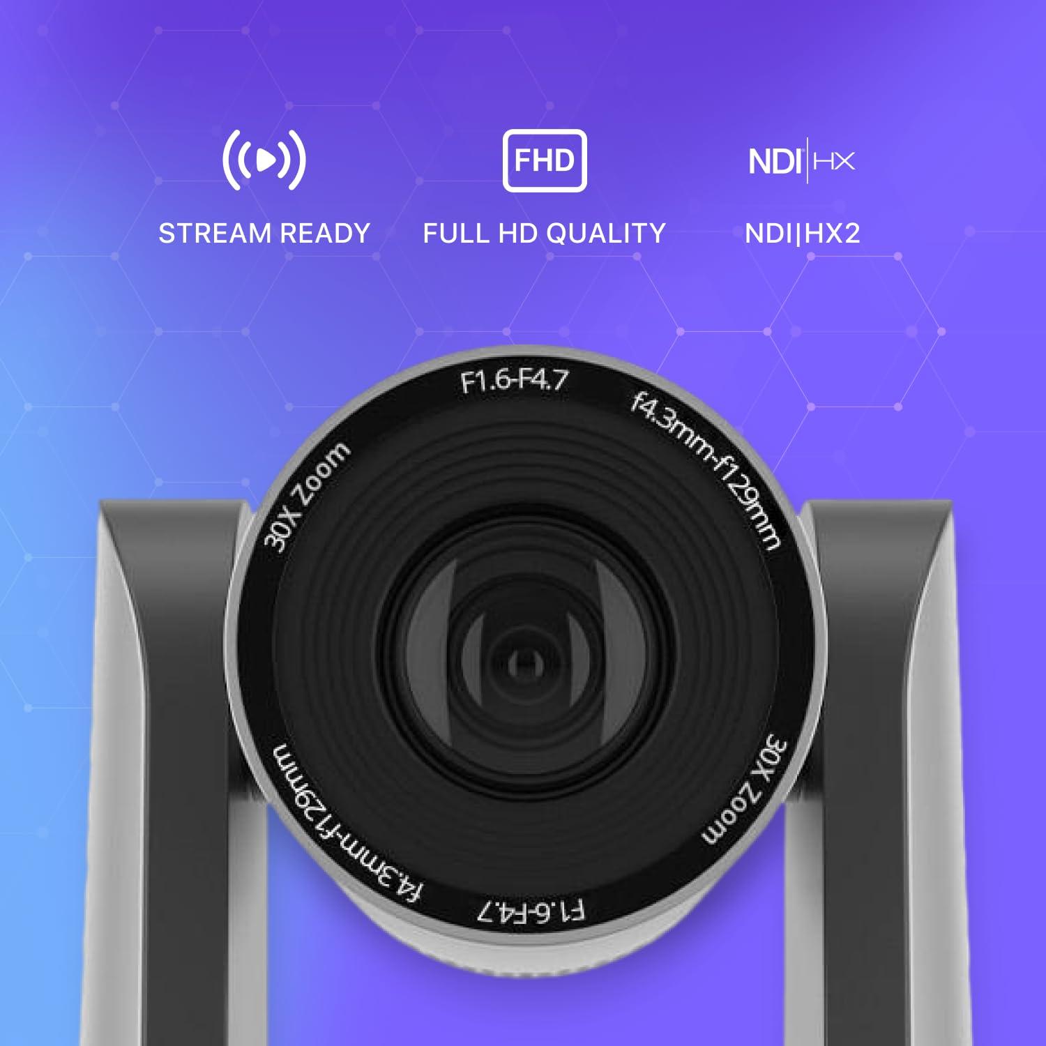 BZB GEAR BZB GEAR BG-ND-30XHSRP PTZ 1080P NDI HDMI 3G-SDI RS232 IP Live Streaming Camera with POE (30X Optical Zoom)