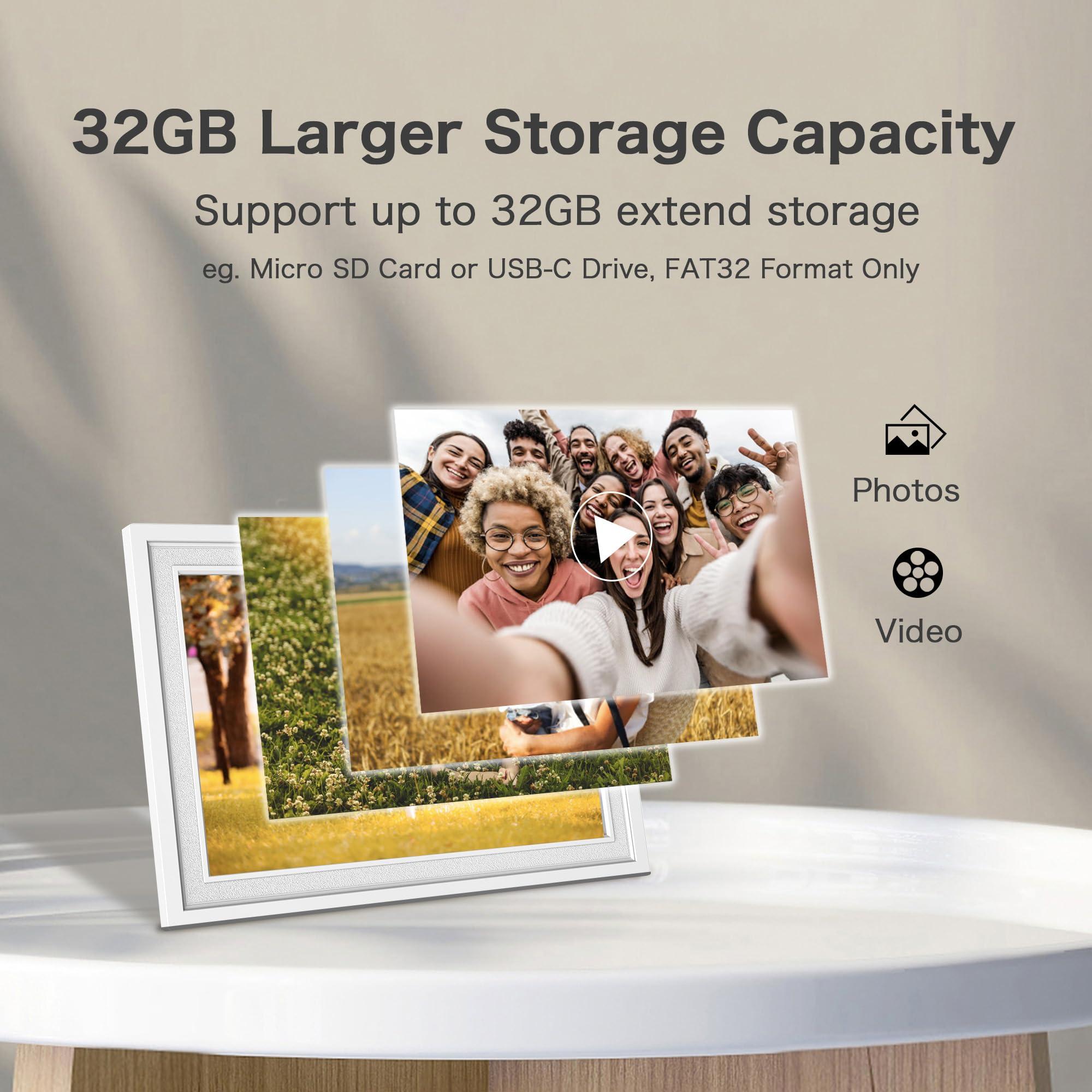 Pastigio Digital Picture Frame WiFi, 10.1 Inch Frameo Digital Photo Frame, 32GB Memory, 1280*800 HD Touch Screen, Auto-Rotate, Share Pictures Videos Instantly, Wedding, Birthday Gifts for Women, Mom, Dad Gifts