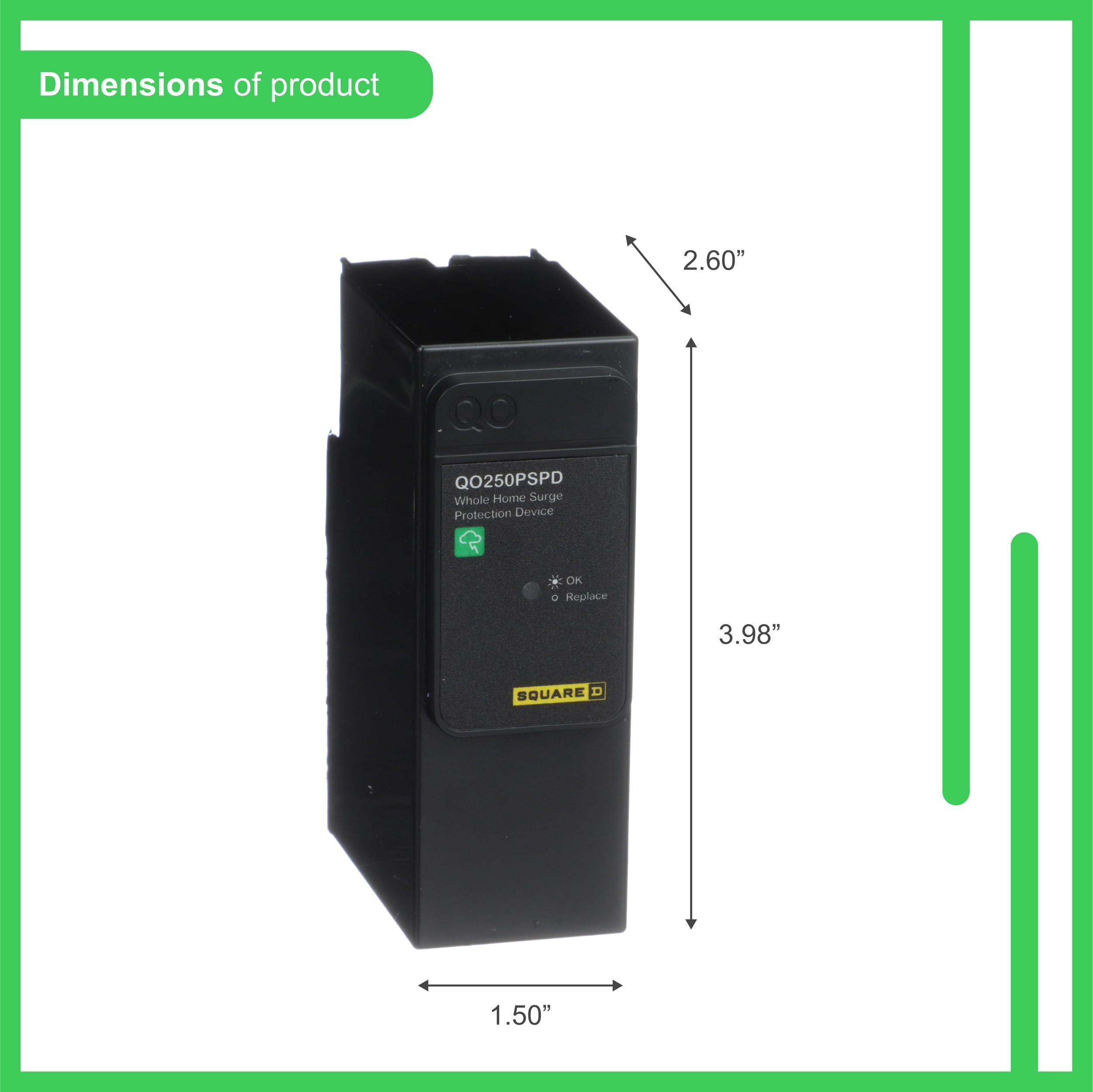 Schneider Electric Square D - QO250PSPD QO Whole House Surge Protection Device, 50kA, 120/240V, 1-Phase, No Wiring, Plug-On Neutral