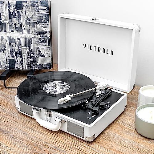 Victrola Victrola VSC-400SB-CNV Bluetooth Suitcase Turntable Canvas - Stickers (White)