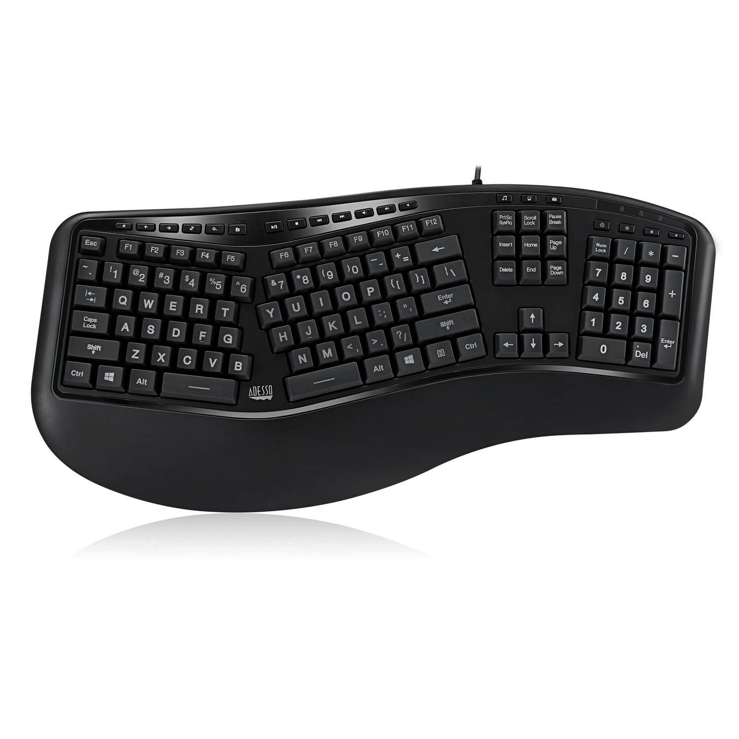 Adesso Adesso Tru-Form 150 3-Color Illuminated Ergonomic Keyboard AKB-150EB