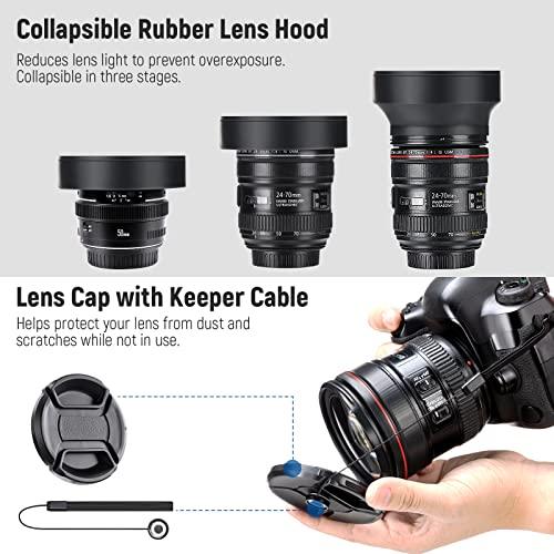 Neewer NEEWER 77mm ND Lens Filter Kit: UV, CPL, FLD, ND2, ND4, ND8, Lens Hood and Lens Cap Compatible with Canon Nikon Sony Panasonic DSLR Cameras with 77mm Lens