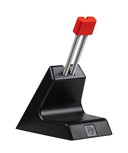 Arozzi Arozzi - Ancora Mouse Bungee with Snug Cord Holder, Rubber Feet, Extendable Spring and Weighted for Stability - Black with Red Accents