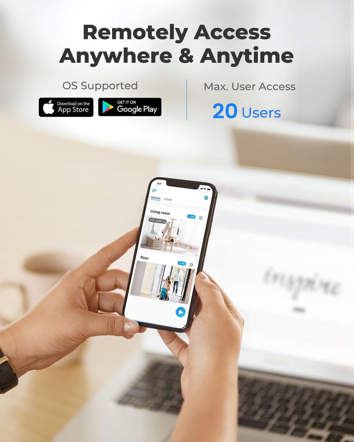 REOLINK REOLINK 16CH 5MP Home Security Camera System, 8pcs Wired 5MP Outdoor PoE IP Cameras with Person/Vehicle/Pet Detection, 8MP 16CH NVR with 4TB HDD for 24-7 Recording, RLK16-410B8-5MP