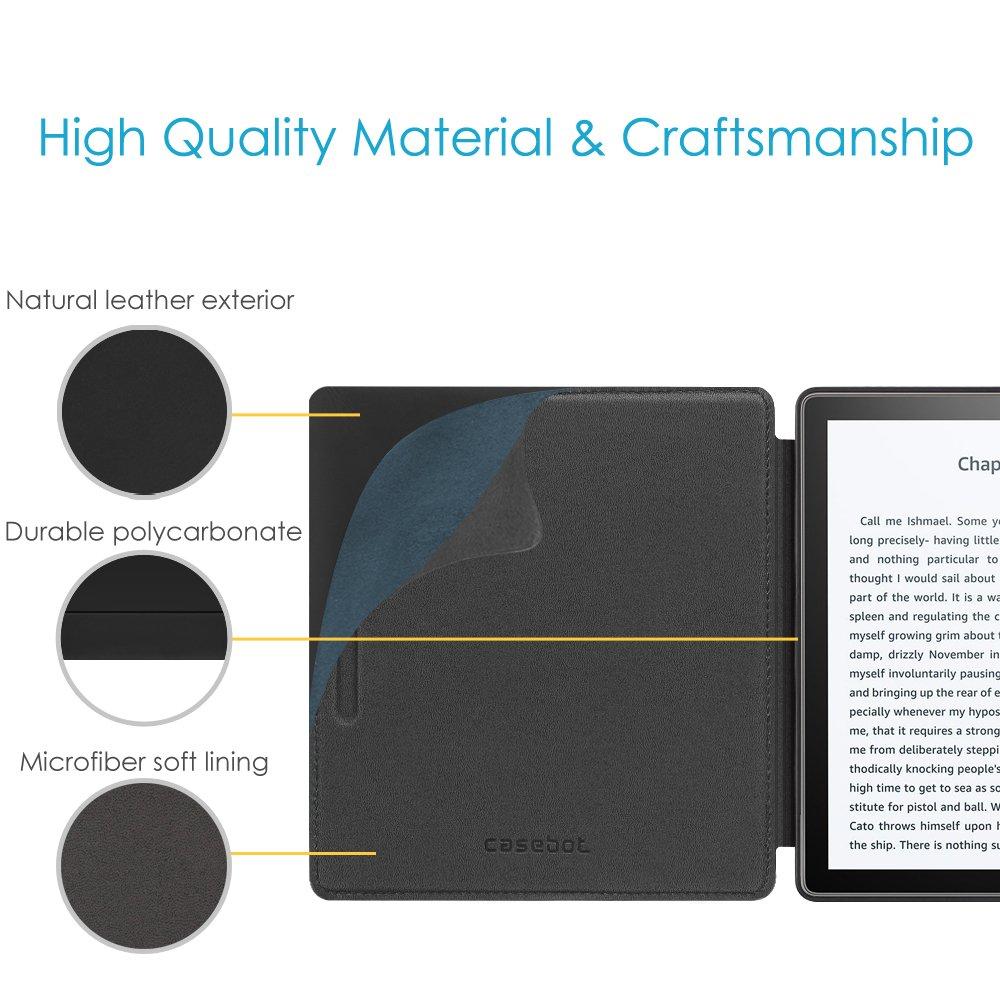 CaseBot CaseBot Leather Case for Kindle Oasis (10th and 9th Gen, 2019 and 2017 Release) - Slim Fit Protective Cover, Black