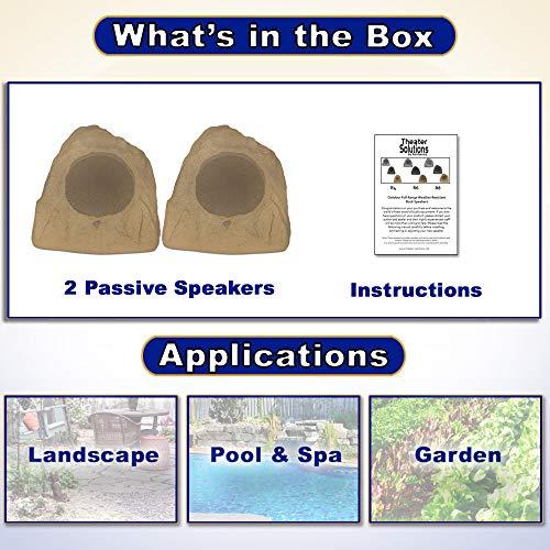 Theater Solutions Theater Solutions 2R8S Outdoor Sandstone 8" Rock 2 Speaker Set for Deck Pool Spa Yard Garden
