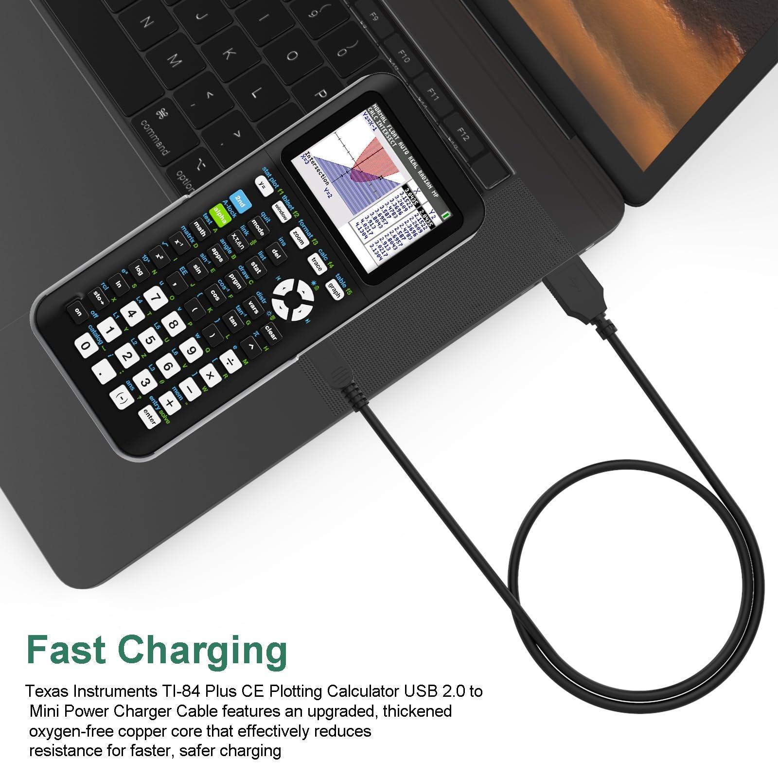 Gneinour Gneinour TI-84 Plus CE Charger Compatible with Texas Instruments Calculators TI 89 Titanium, TI Nspire CX II CAS, TI84 Plus CE Color C Silver Calculators, TI Nspire CX CAS Charger, 2.6ft