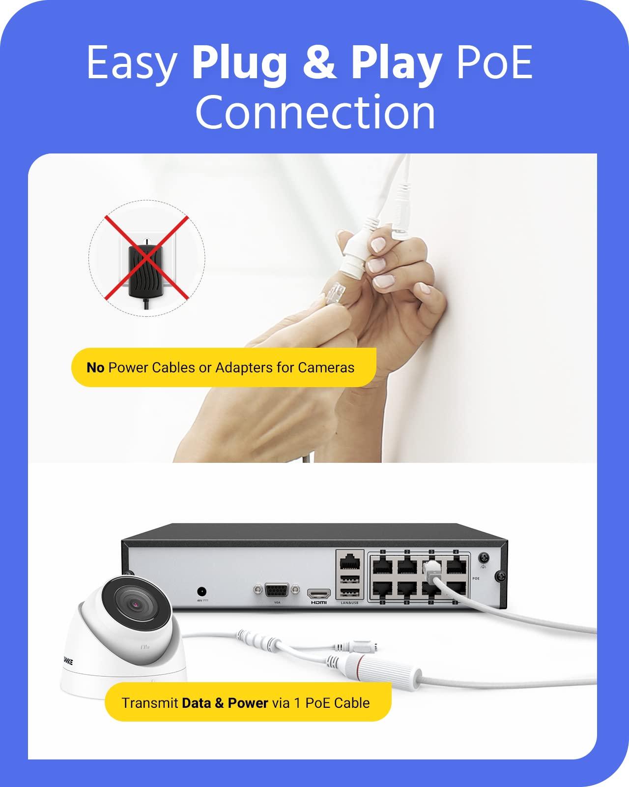 ANNKE ANNKE 8 Channel 6MP Security System Network Video Recorder (NVR), Only Supports up to 8 x 6MP ANNKE IP PoE Cameras, Power Over Ethernet, Free Remote Access, Motion Detection, 1TB Hard Disk Drive