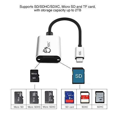 SIIG SIIG USB Type C 2-in-1 Card Reader for SD & Micro SD - Compact Aluminum Case - 5Gbps Data Transfer Rate - for MacBook Pro, Chromebook Pixel/Pixelbook, Samsung Galaxy S8, Other USB C Devices - Silver