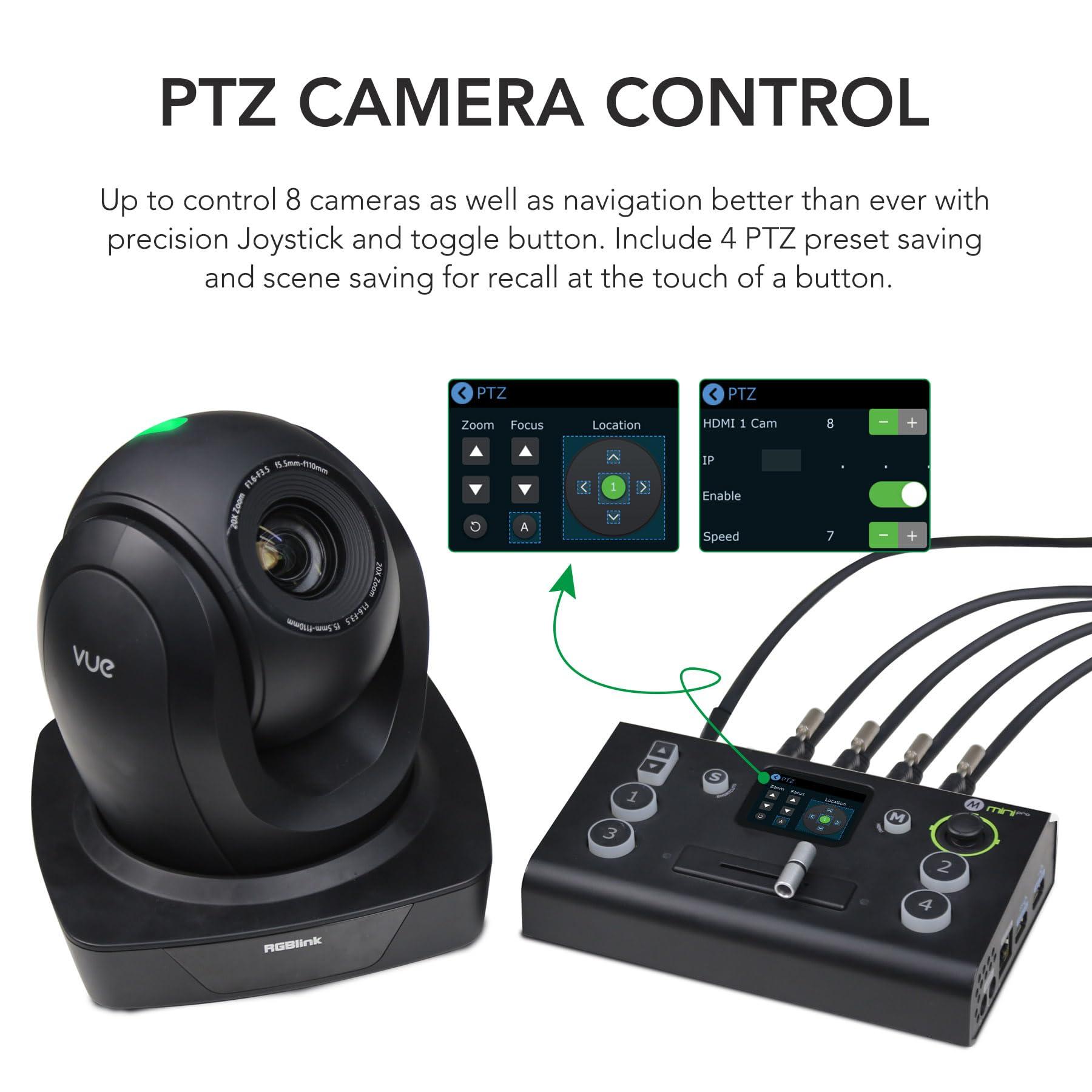 RGBlink RGBlink Mini-pro Multi Camera Video Mixer Switcher with On-Board Monitor 4K HDMI Live Streaming Switcher Chroma Key Logo Overlay USB3.0 Output for Church, Webinars, Weddings, Social Events