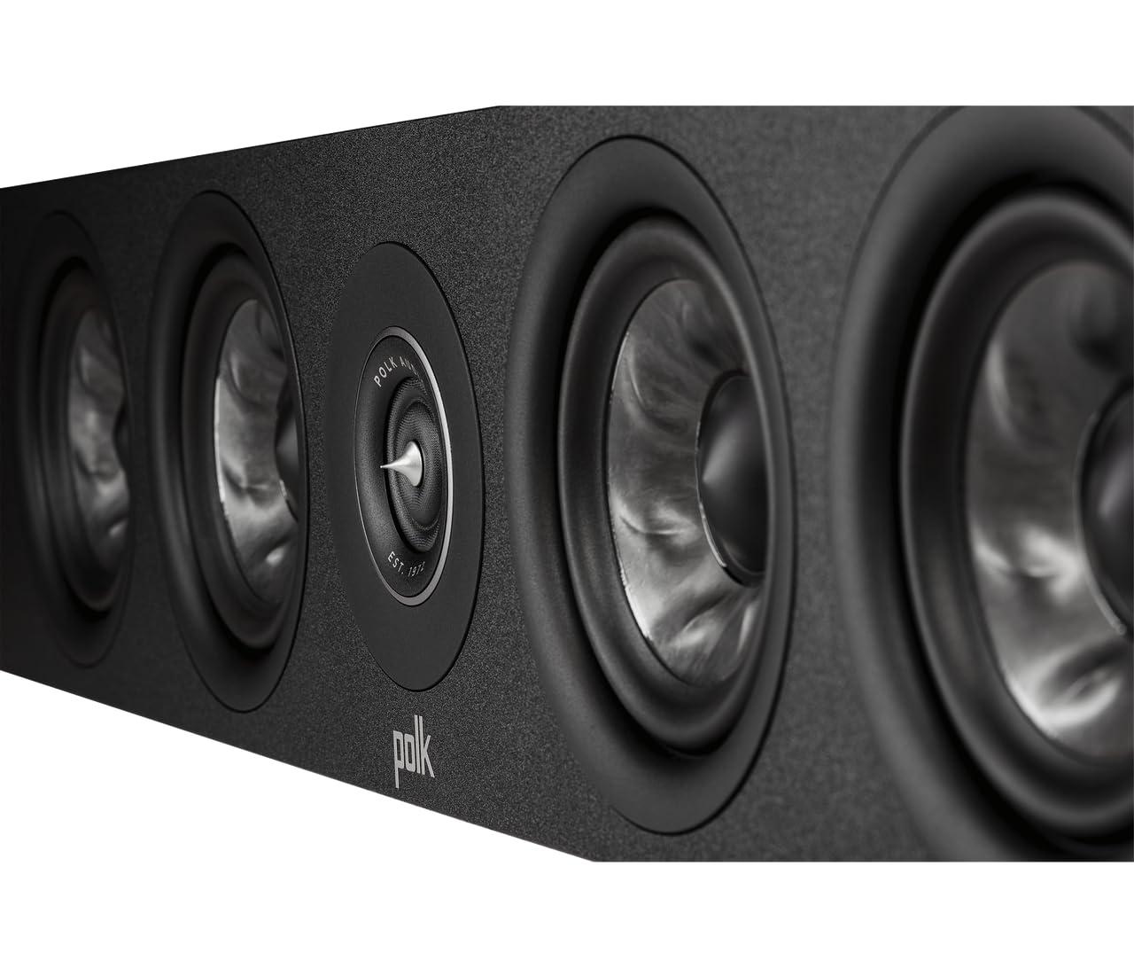 Polk Audio Polk Audio Reserve Series R350 Slim Center Channel Loudspeaker, Doubles as Left/Right Surround Speaker, 1\" Pinnacle Ring Tweeter & Four 4\" Turbine Cone Woofers, Dolby Atmos & IMAX Enhanced, Black