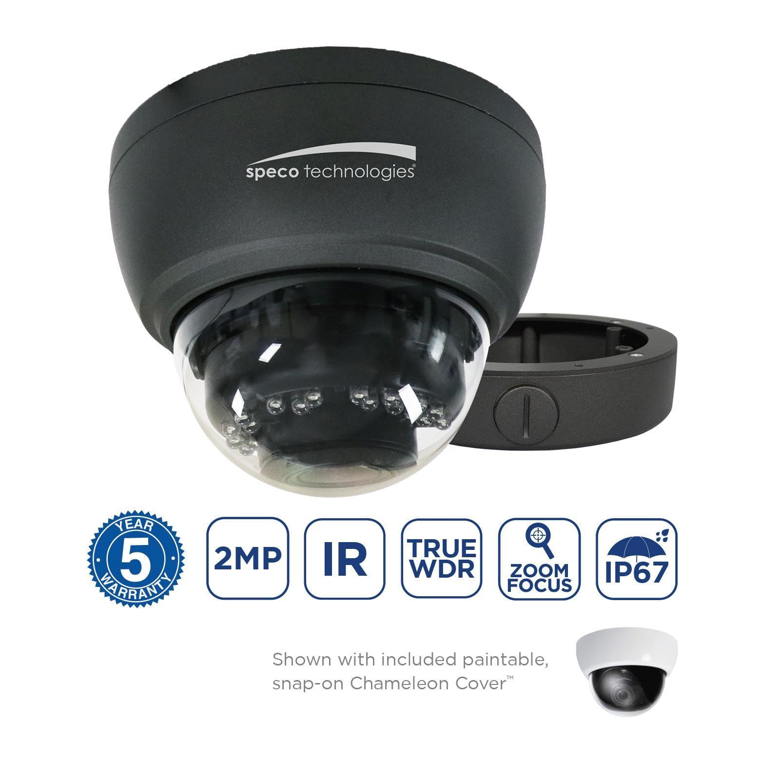 Speco Technologies Speco HT5940TM 2MP HD-TVI IR Dome Camera, 2.8-12mm Motorized Lens, Dark Gray