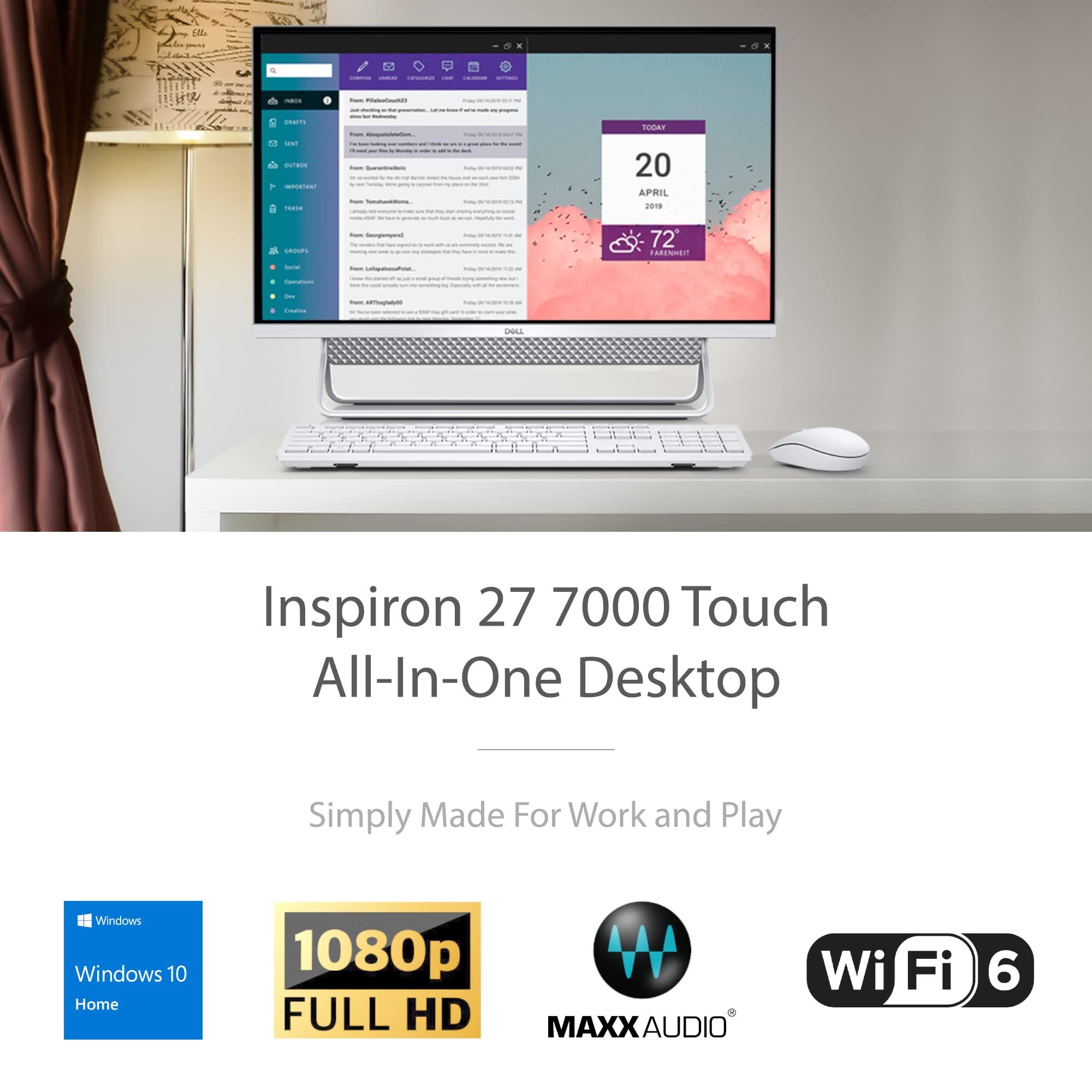 Dell DELL Inspiron 7700 27 All-in-One Desktop, 27" FHD Touchscreen, i7-1165G7, GeForce MX330, 32GB RAM, 512GB SSD + 1TB HDD, Webcam, WiFi 6, Bluetooth 5, Wireless Keyboard and Mouse, Win 10 Home