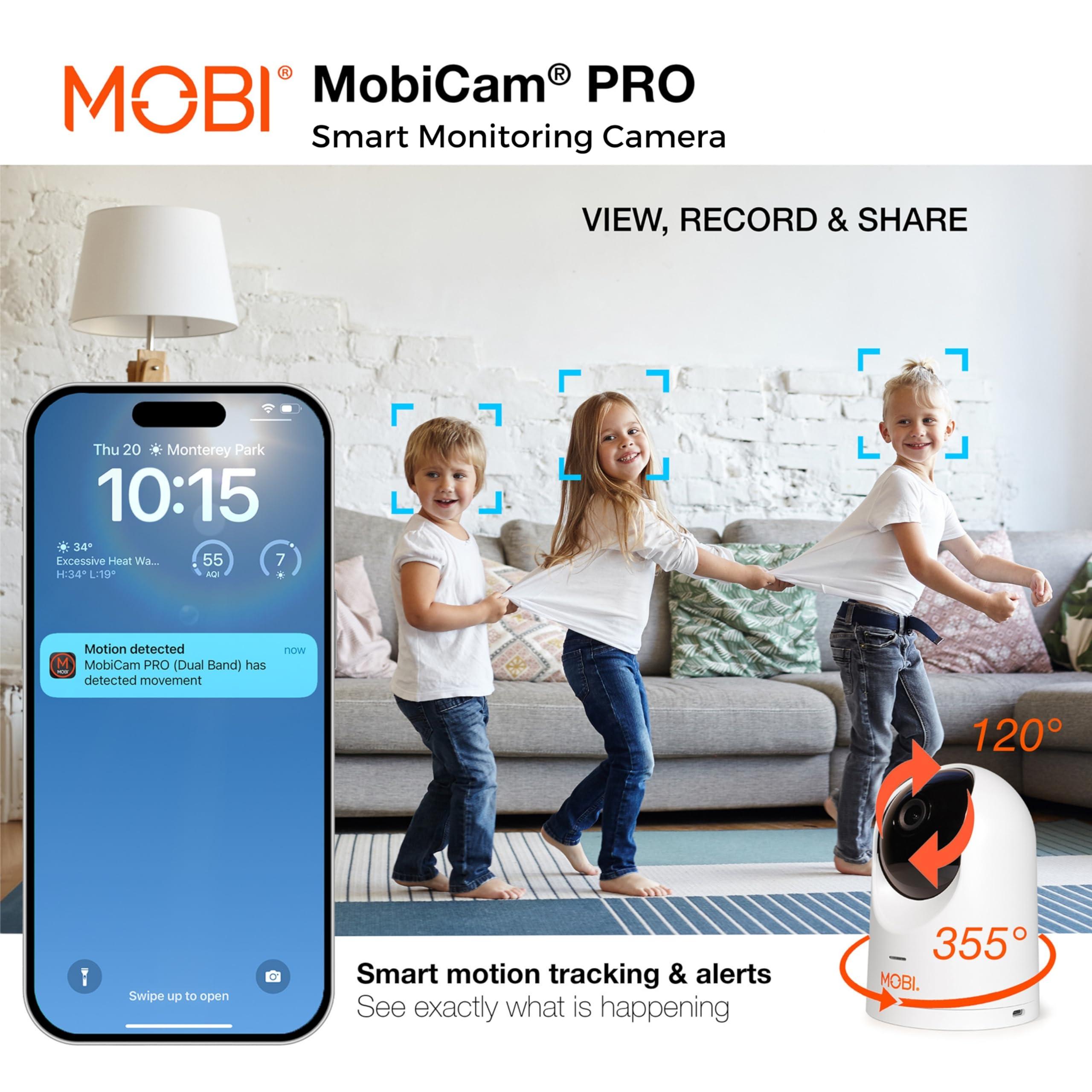 MOBI MobiCam PRO Baby & Home Monitoring Camera: Full HD, 355Pan, 120Tilt, 2-Way Audio, Color Night Vision, Motion Tracking & Sound Detection, Temp & Humidity Readings, Supports 5G/2.4GHz Wi-Fi