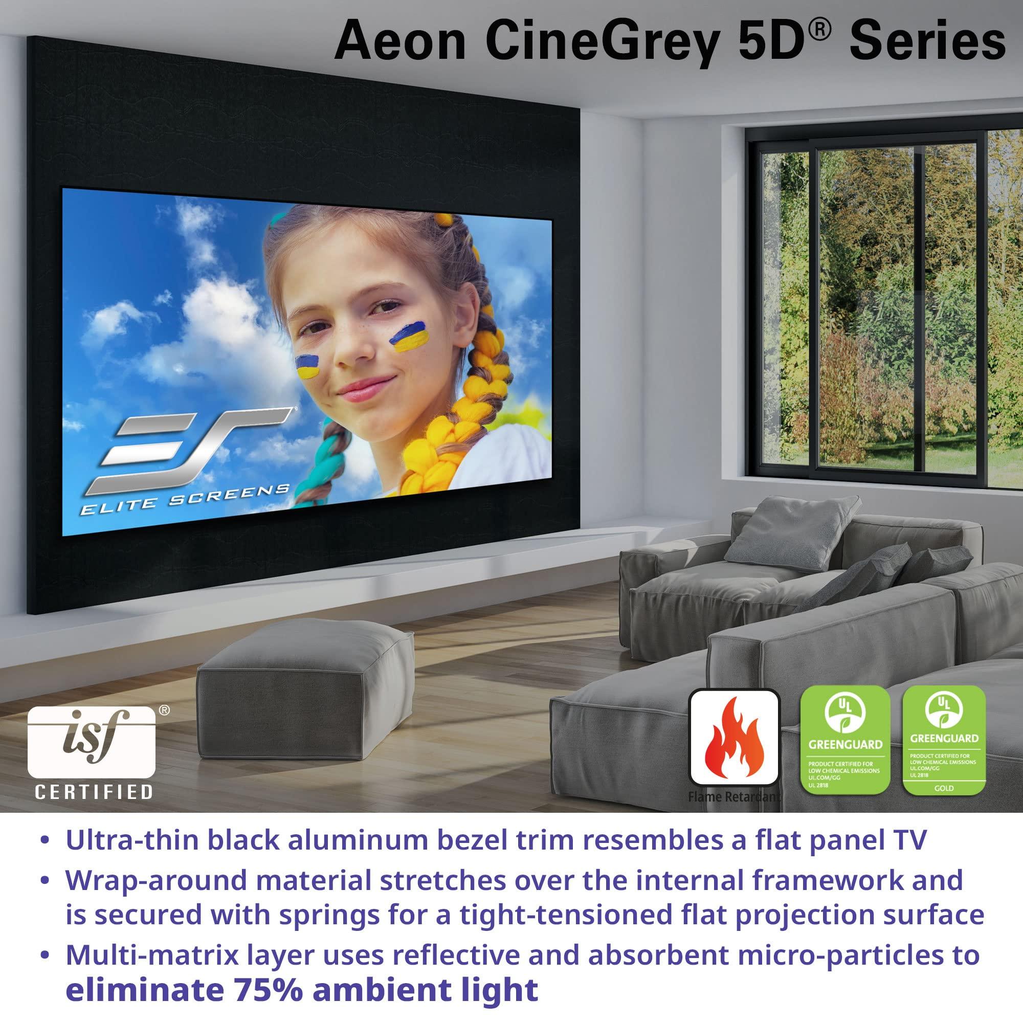 Elite Screens Elite Screens Aeon CineGrey 5D 115-Inch 16:9 Edge-Free CLR/ALR Projector Screen Ceiling & Ambient Light Rejecting Fixed Frame Screen for Home Theater and Movies, AR115DHD5