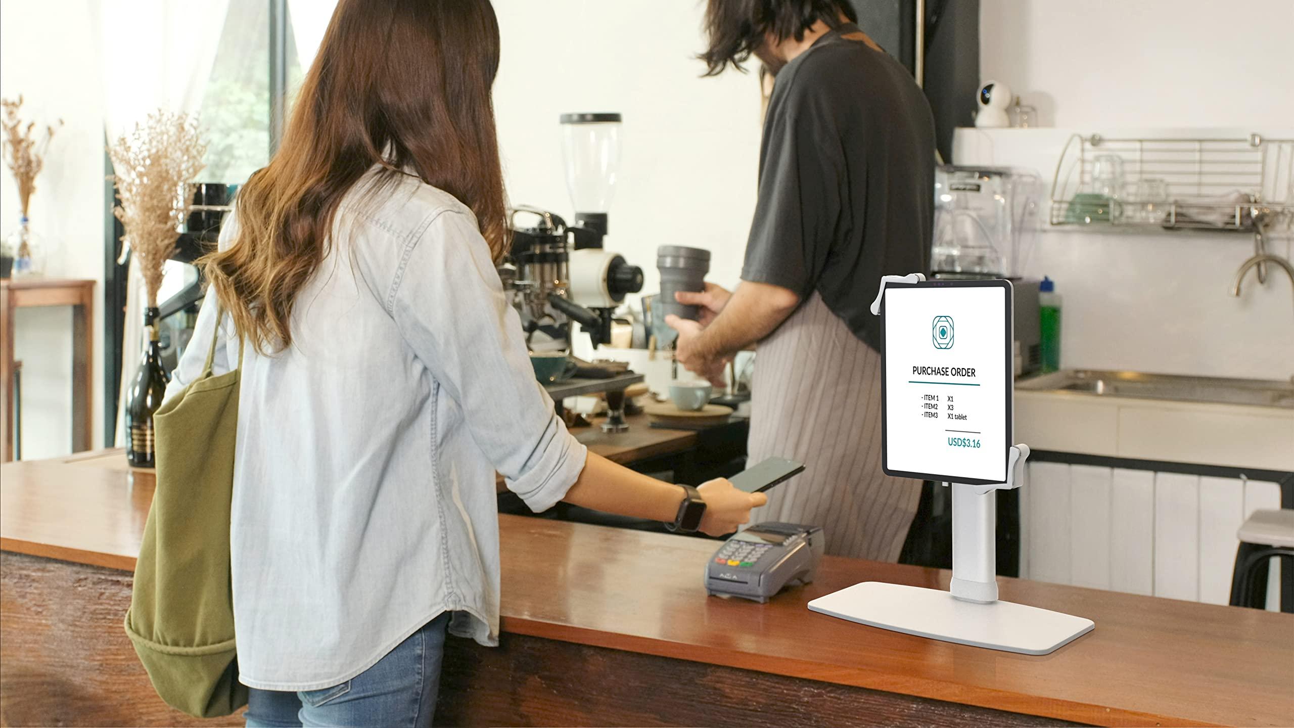 CTA Digital Slim Kiosk Holder for Tablets CTA Height Adjustable Universal Desk & Kiosk Holder for Samsung - Microsoft & More 8.6 - 15.5-inch Tablets - White - (PAD-VADMWH)