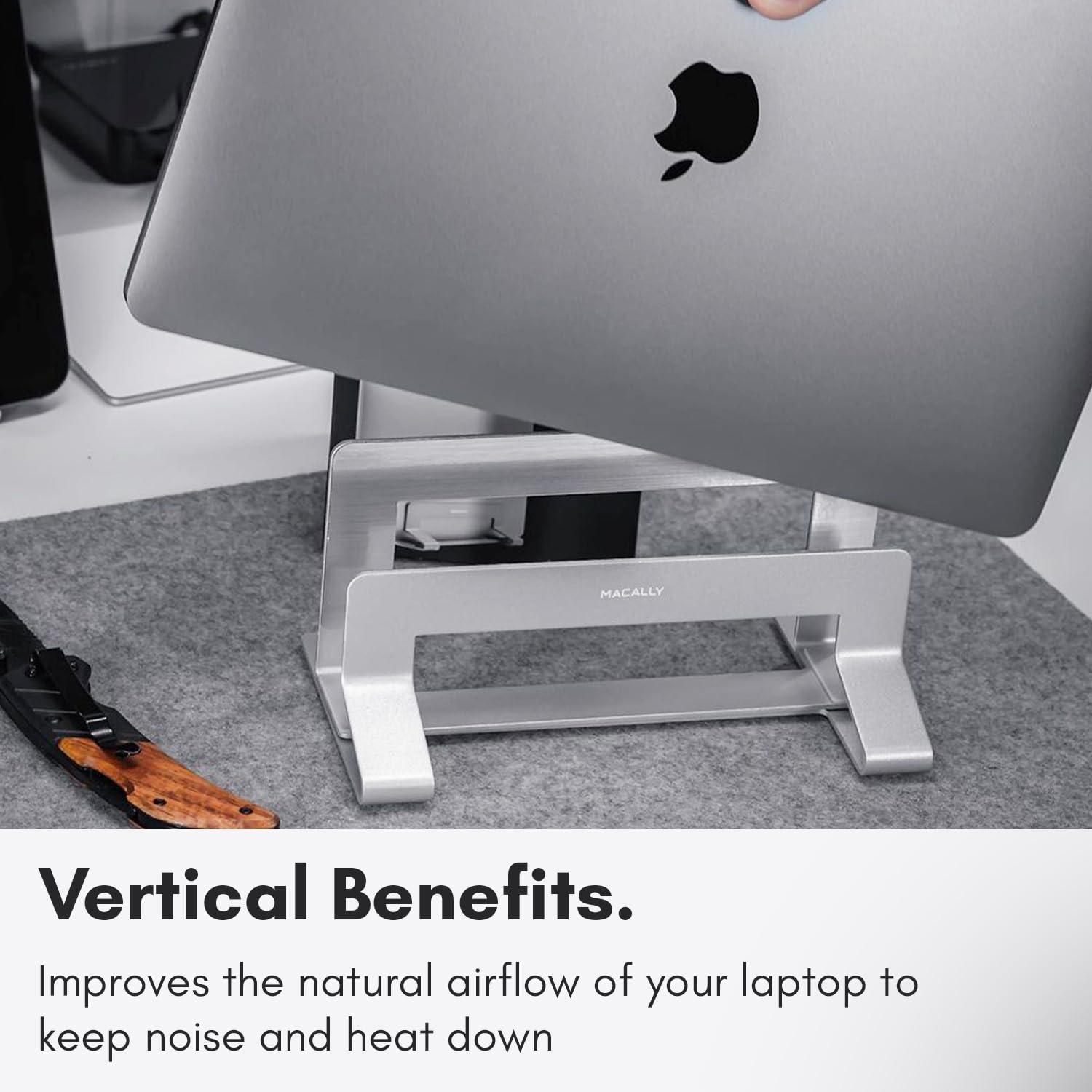 Macally Macally Vertical Laptop Stand for Desk | Laptop Holder Vertical | MacBook Stand (Pro/Air) Save Space and Improve Airflow with Closed Adjustable Laptop Dock Stand