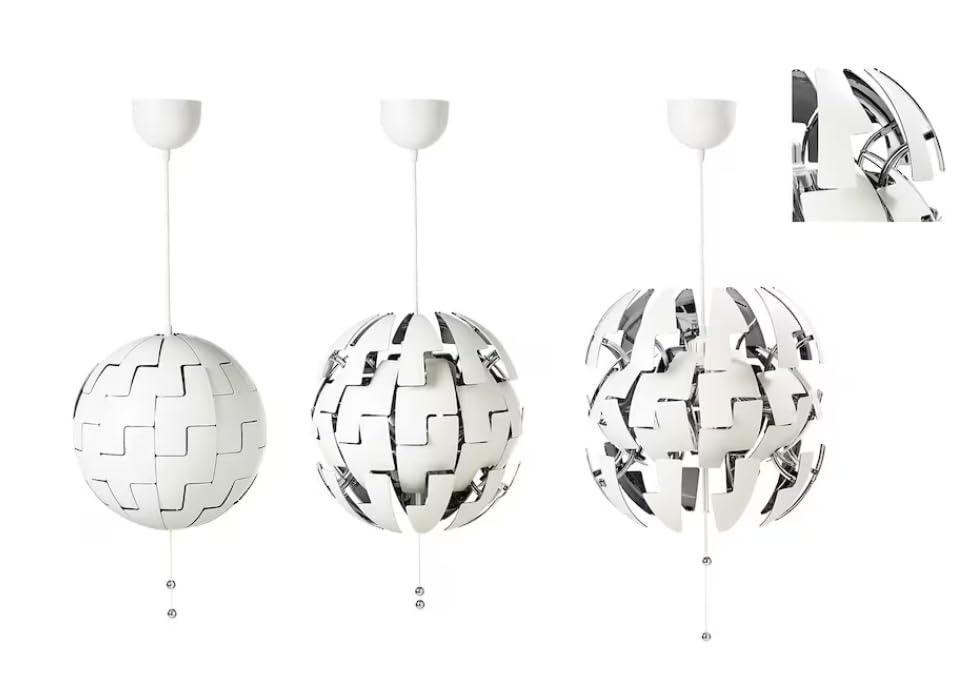 IKEA Ikea Ps 2014 Pendant Lamp, White, Silver Color 003.114.98