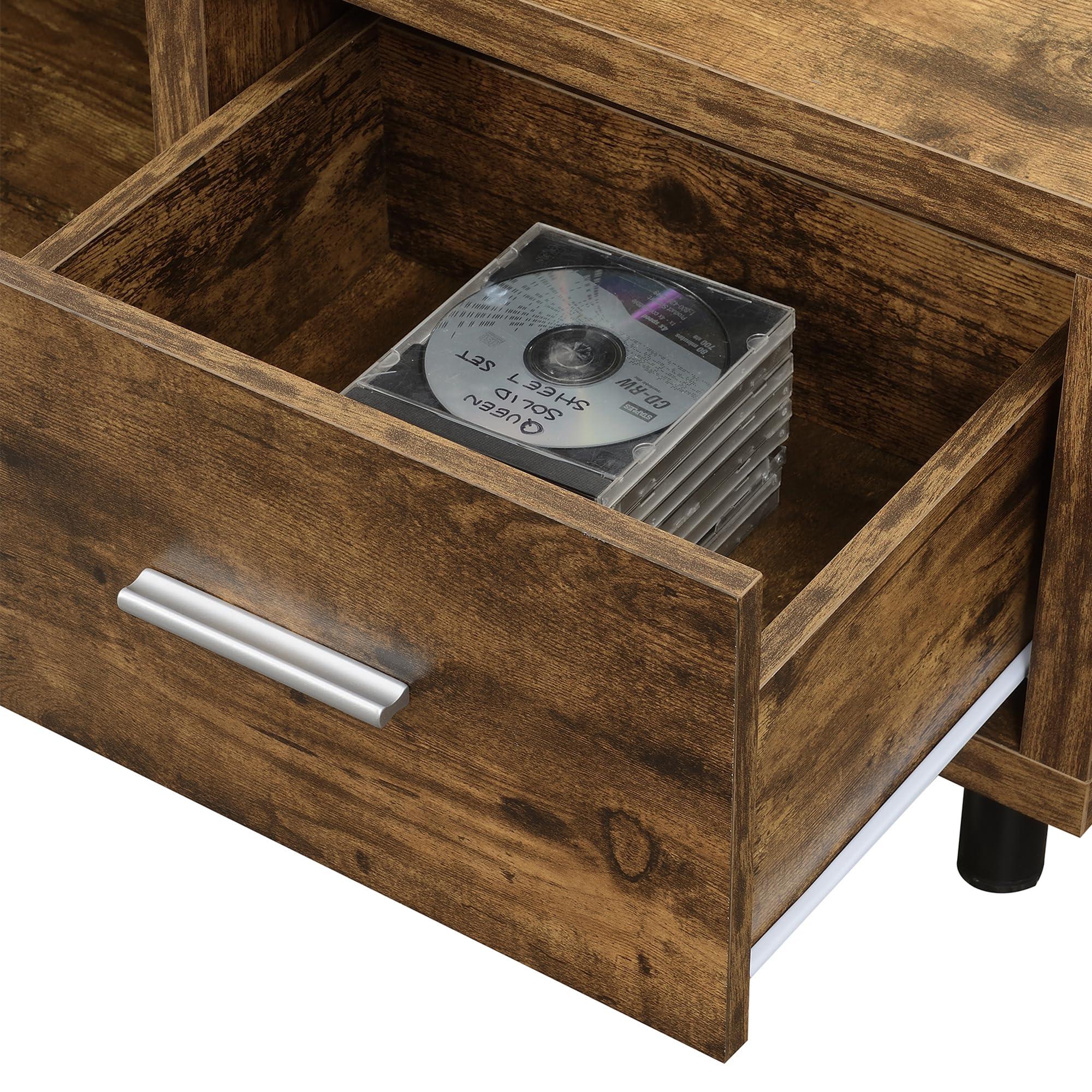 Convenience Concepts Convenience Concepts Seal II Stand 23.75" 3-Tier Entertainment Center 65 Inches, Modern 1 Drawer TV Mount with Shelves for Living Room, Barnwood