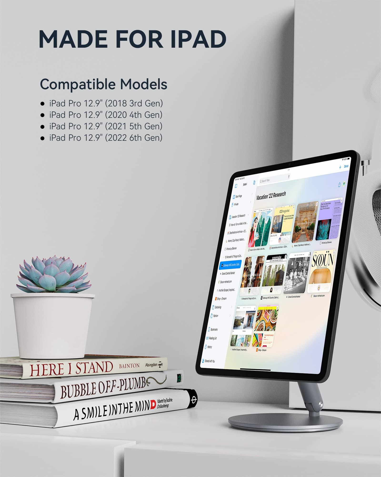 LULULOOK LULULOOK Magnetic iPad Stand for iPad Pro 12.9'', iPad Air 13" M2 (2024), 360 Rotating Aluminum Alloy Tablet Stand for Desk Foldable iPad Holder for iPad Pro 12.9'' 6th/5th/4th/3rd, iPad Air 13 inch