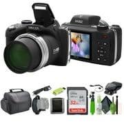 Minolta MINOLTA MN53Z 16 MP / 1080P FHD Bridge Digital Camera w/53x Optical Zoom (Black) Bundle with 32GB Memory Card + Camara Bag + Cleaning Kit + Vlogging Tripod + Accessories