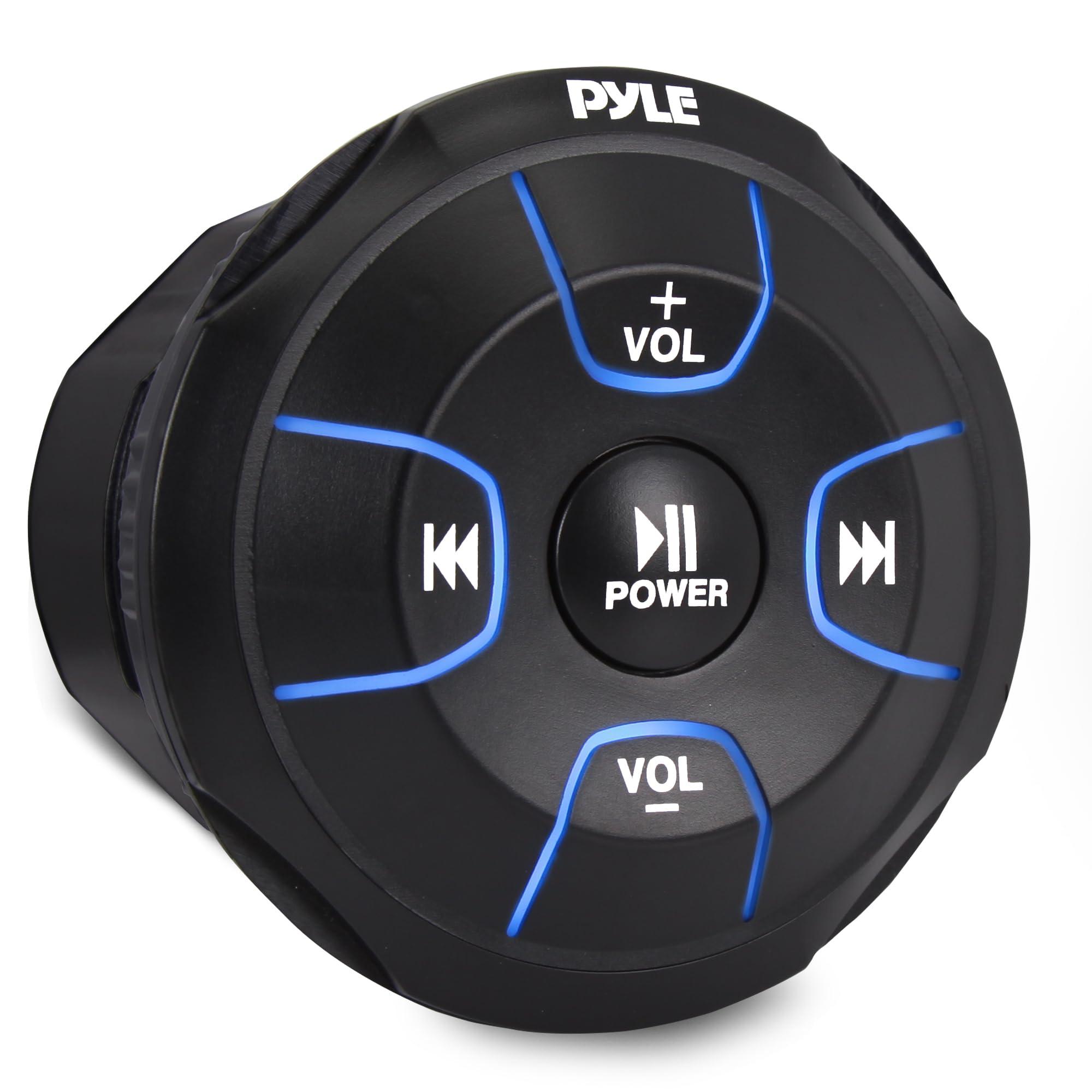 Pyle Pyle Amplified Wireless Bluetooth Audio Controller - 300 Watt Bluetooth Media Button, Waterproof Marine Receiver Remote Control W/Aux, Mount for Car Truck Boat Marine Powersport Vehicles - PLMRBT18