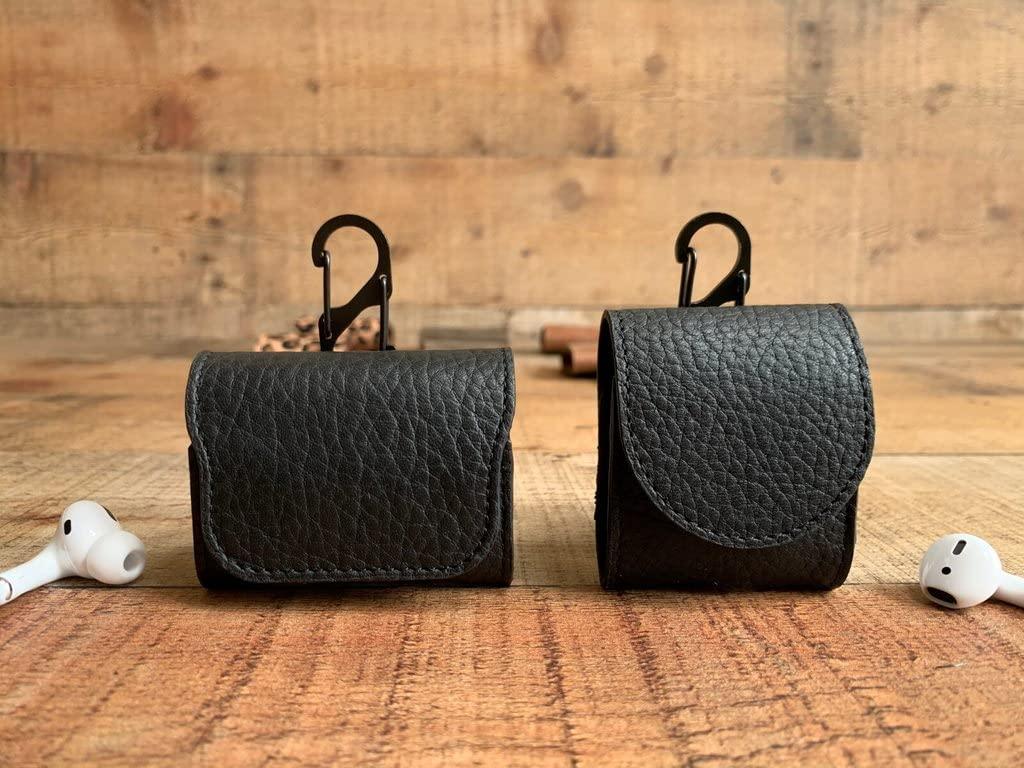 HARDISTON HARDISTON Genuine Leather Handmade Apple AirPods Pro - Soft Case with Keychain Clip - Support Wireless Chargers - Compatible with AirPods Pro (Black)
