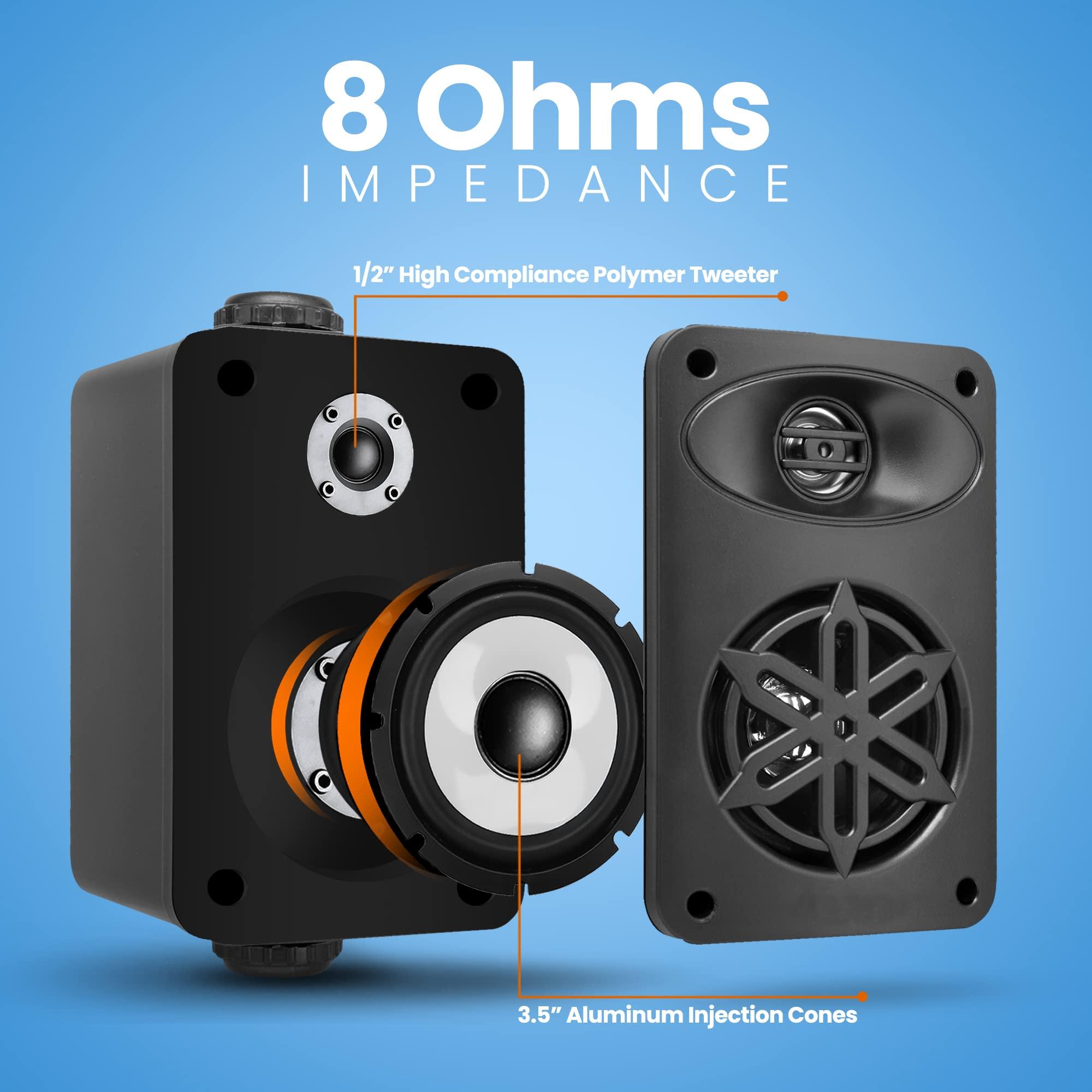Pyle PYLE Outdoor Speakers- Waterproof Marine Grade Speakers, Universal Mounting, Heavy Duty ABS Construction- Boat, Patio, Pool, Indoor Outdoor Use- Black