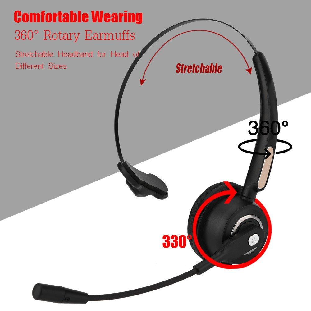 EBTOOLS Bluetooth Headphones, Noise Cancelling USB Call Center Headset 360 Degree Rotation Long Call Time Customer Service Headphones with Mic for Computer Telephone Desktop Box