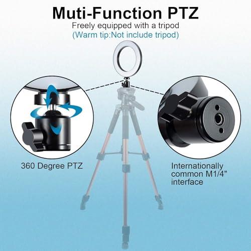 MACTREM LED Ring Light 6\" with Tripod Stand for YouTube Video and Makeup, Mini LED Camera Light with Cell Phone Holder Desktop LED Lamp with 3 Light Modes & 11 Brightness Level (6 inch)