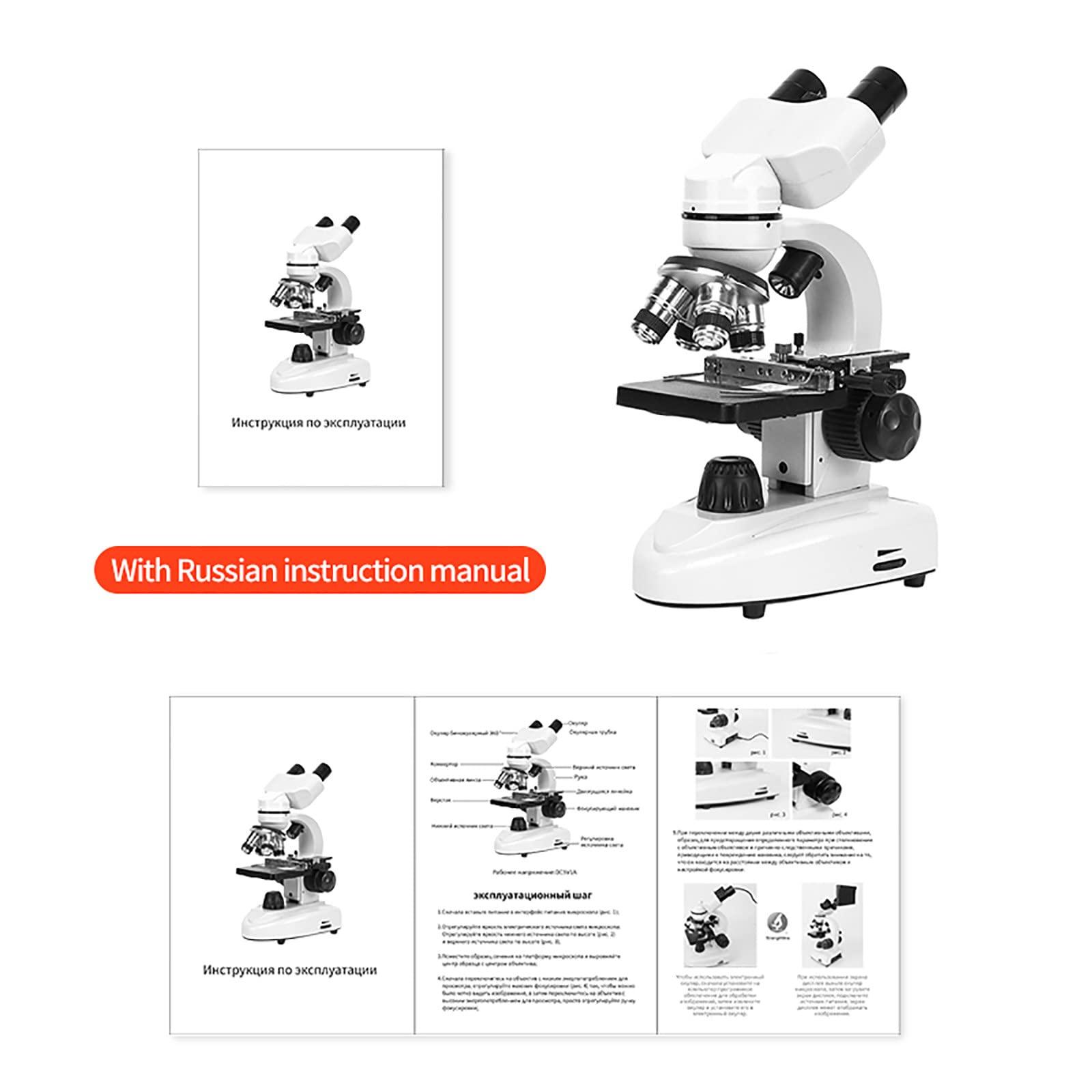 UNICOKA 6000x-15000x Biological Hd Microscope, Digital Led Lab Compound Microscope, with Wide-Field 10x + 50x Eyepieces + 30 Specimens + Display Screen,15000X