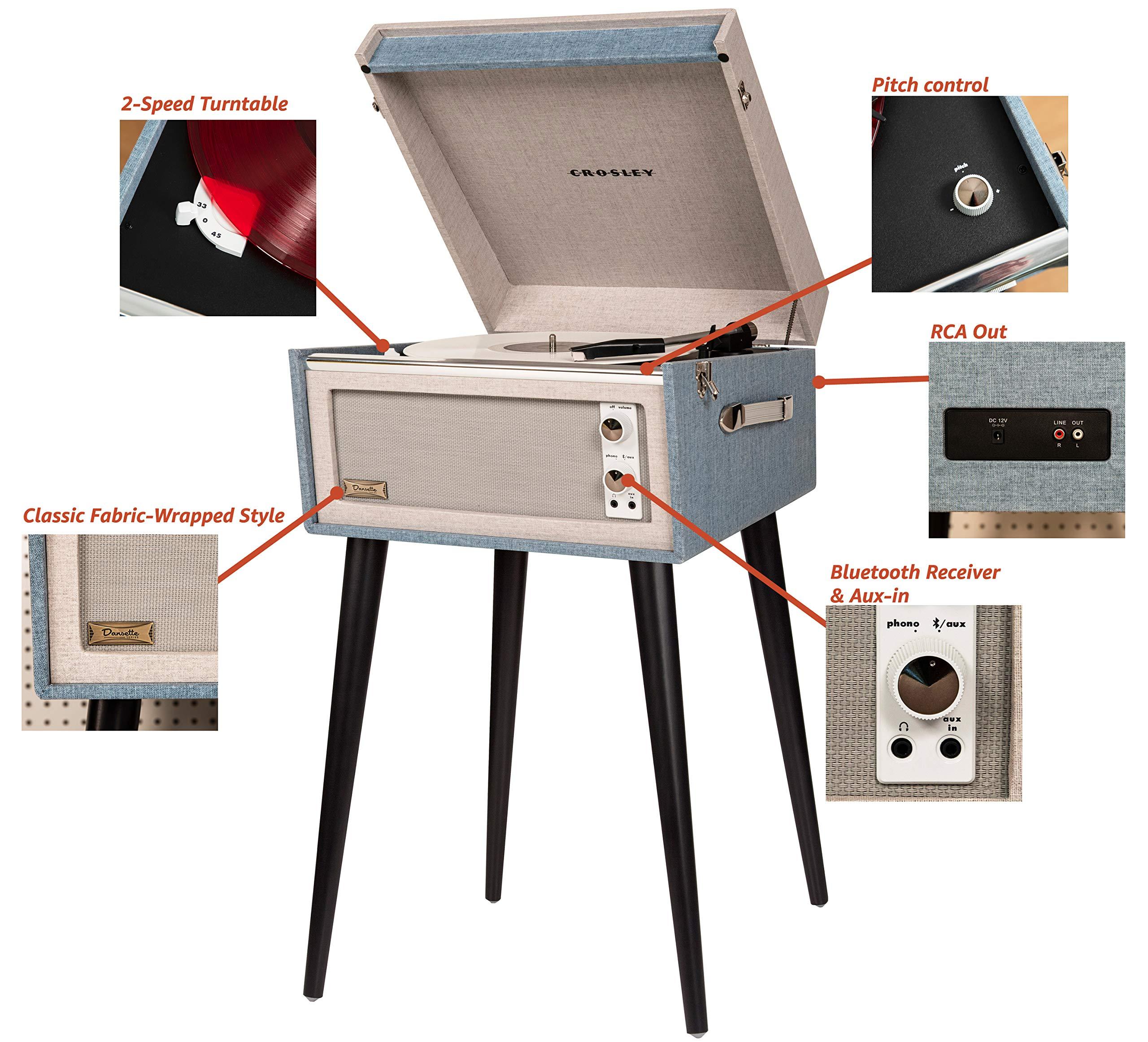 Crosley Crosley CR6233D-TN Dansette Bermuda Portable Vinyl Record Player Turntable with Aux-In and Bluetooth, Tourmaline