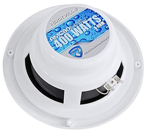 Rockville Rockville Rmc80w Pair 8 Inch 800 Watt Waterproof Marine Boat Speakers 2-Way White