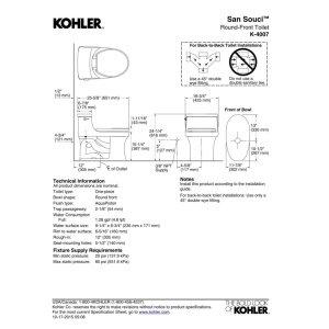Kohler KOHLER K-4007-58 San Souci Round-Front 1.28 GPF Toilet with AquaPiston Flushing Technology and Left-Hand Trip Lever, Thunder Grey, 1-Piece