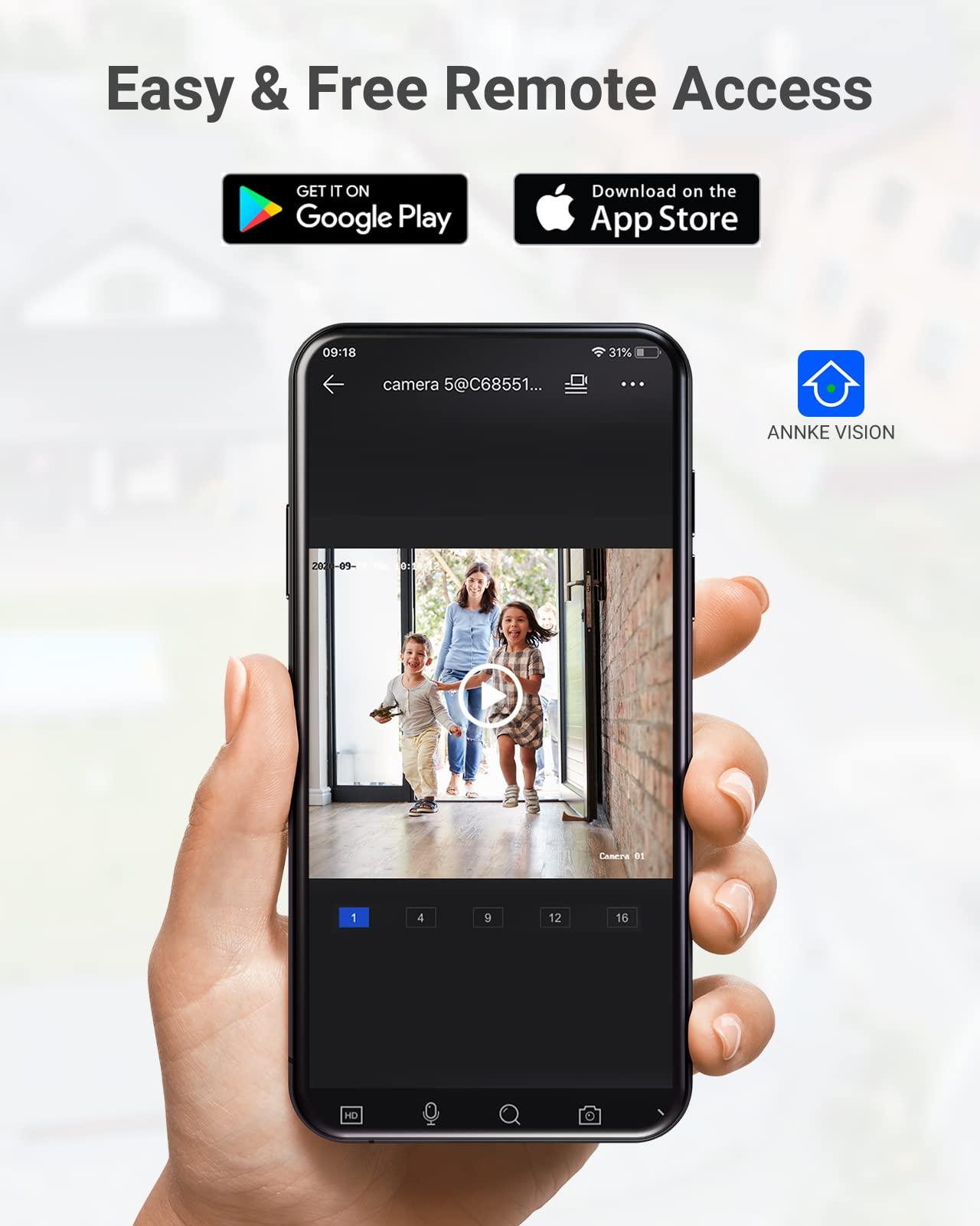 ANNKE ANNKE H500 8CH PoE Security Camera System w/ 6MP NVR, 4X 5MP IP Outdoor Cameras, Audio Recording, Color Night Vision, Smart Motion Detection, IP67, 24/7 Video Surveillance, Include 4TB HDD